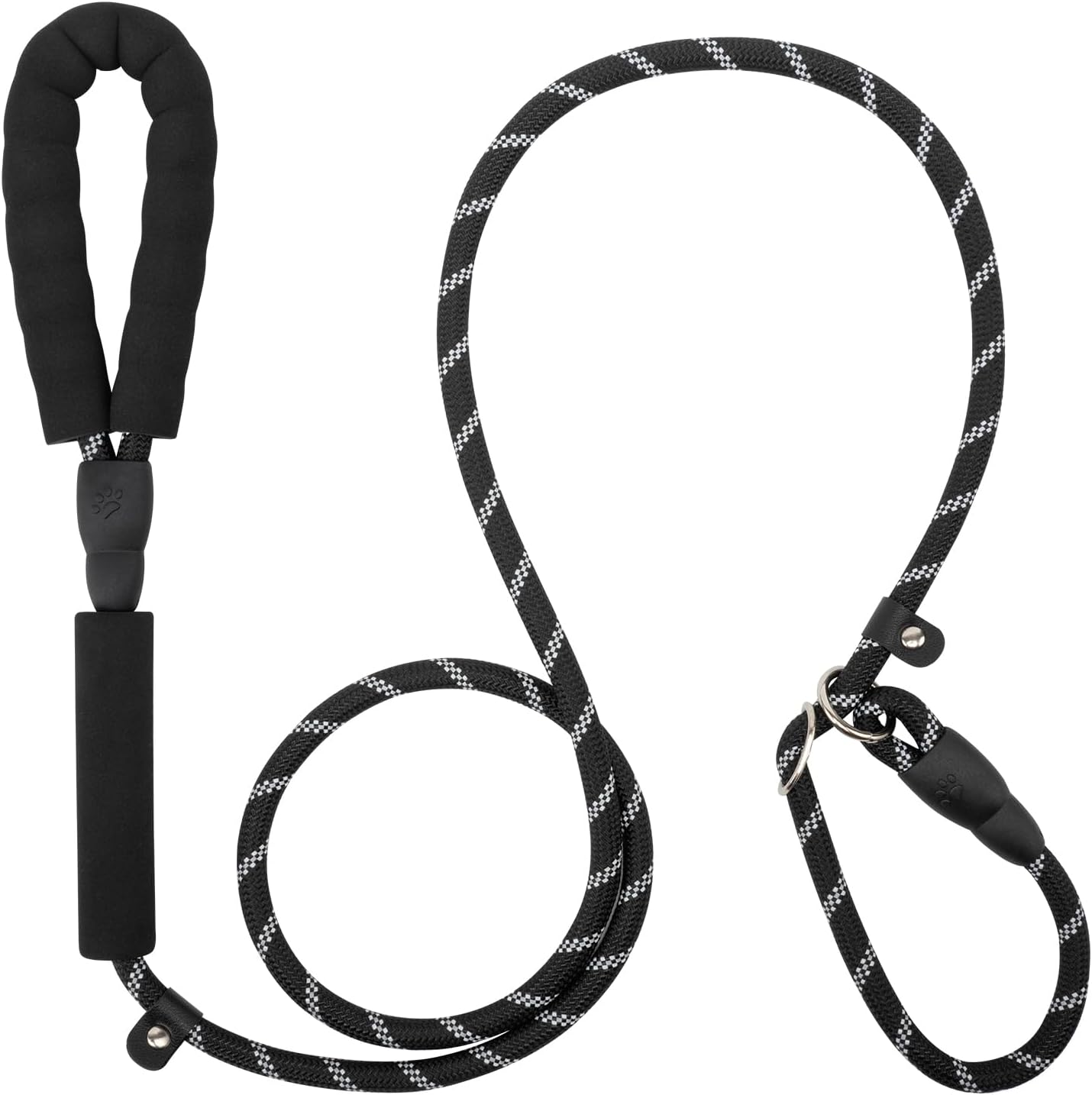 Dog Leash 6 FT with Comfortable Padded Handle, Training Loop Leash with Highly Reflective Threading for Medium Dogs, Black - Image 1