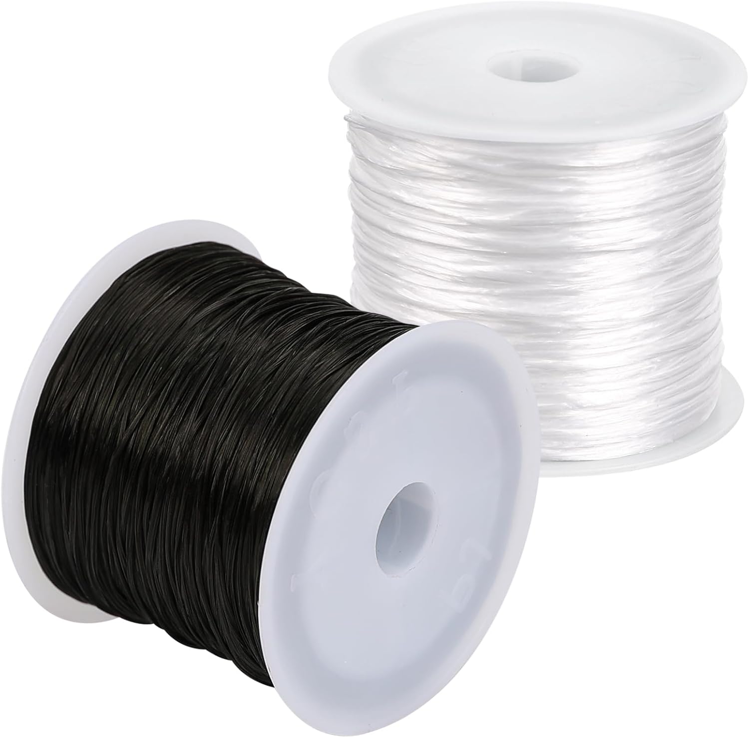0.8mm Flat Stretchy Bracelet String, 2 Rolls 328 Feet Elastic String Bead Cord for Bracelets, Necklaces, Jewelry Making Supplies (Black, White) - Image 1