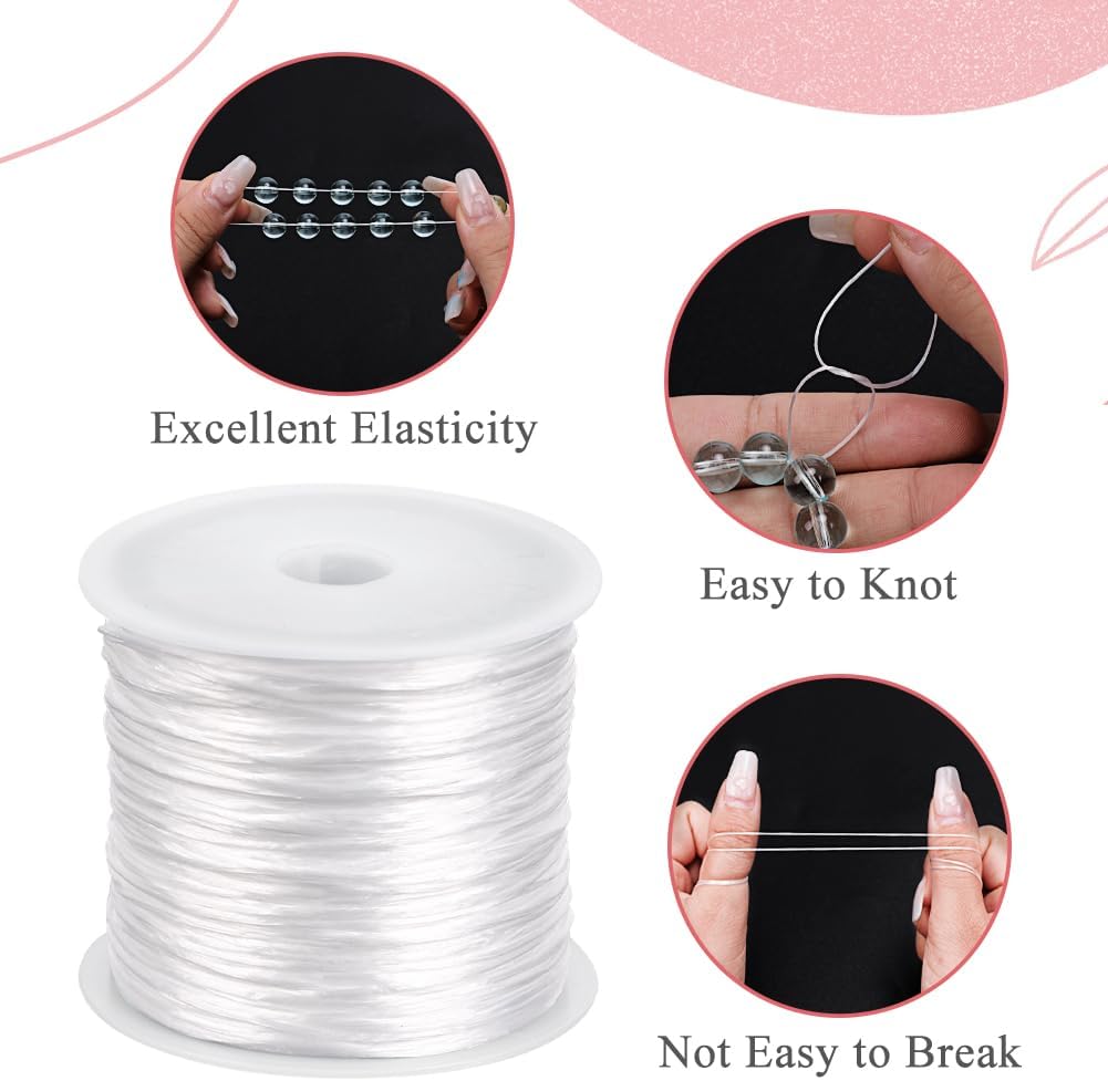 0.8mm Flat Stretchy Bracelet String, 2 Rolls 328 Feet Elastic String Bead Cord for Bracelets, Necklaces, Jewelry Making Supplies (Black, White) - Image 4