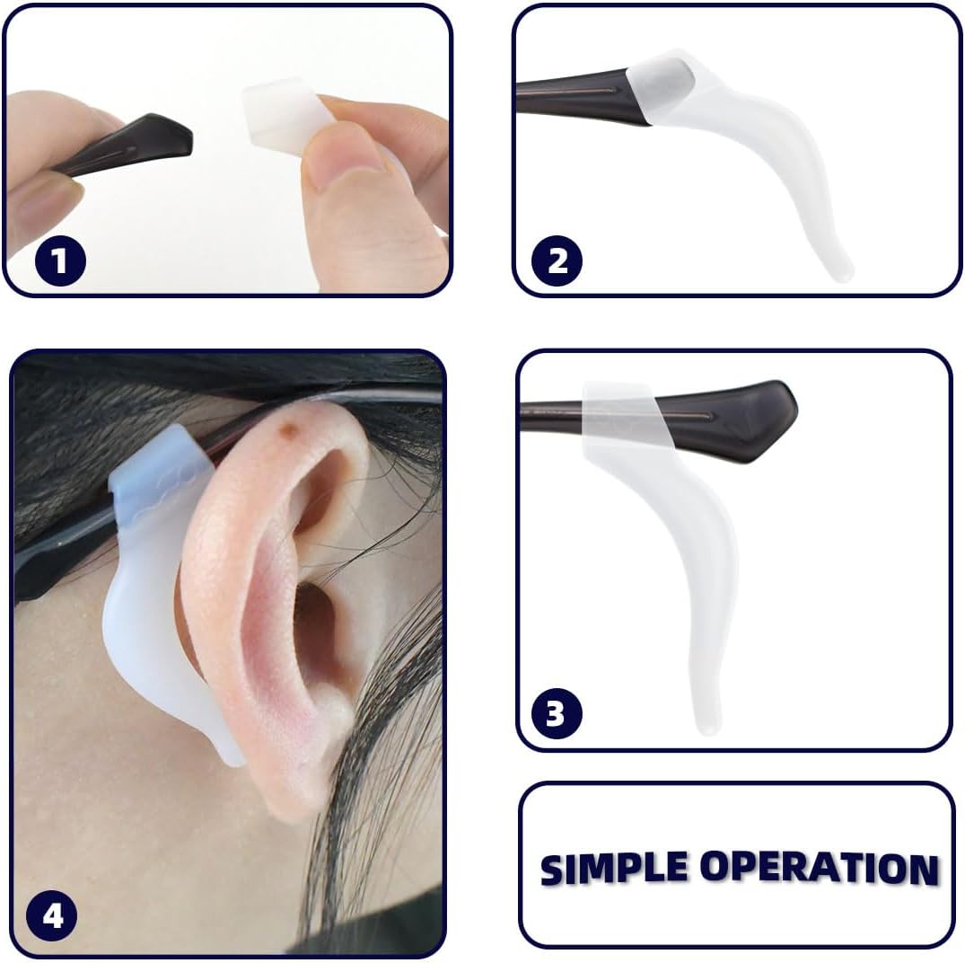 14 Pairs Ear Hook Glasses Strap Eyeglasses Grip Silicone Eyeglass Holder Anti-Slip Hooks Safety Eyewear Retainer for Sunglasses Temple Tips Sleeve Retainers - Image 4