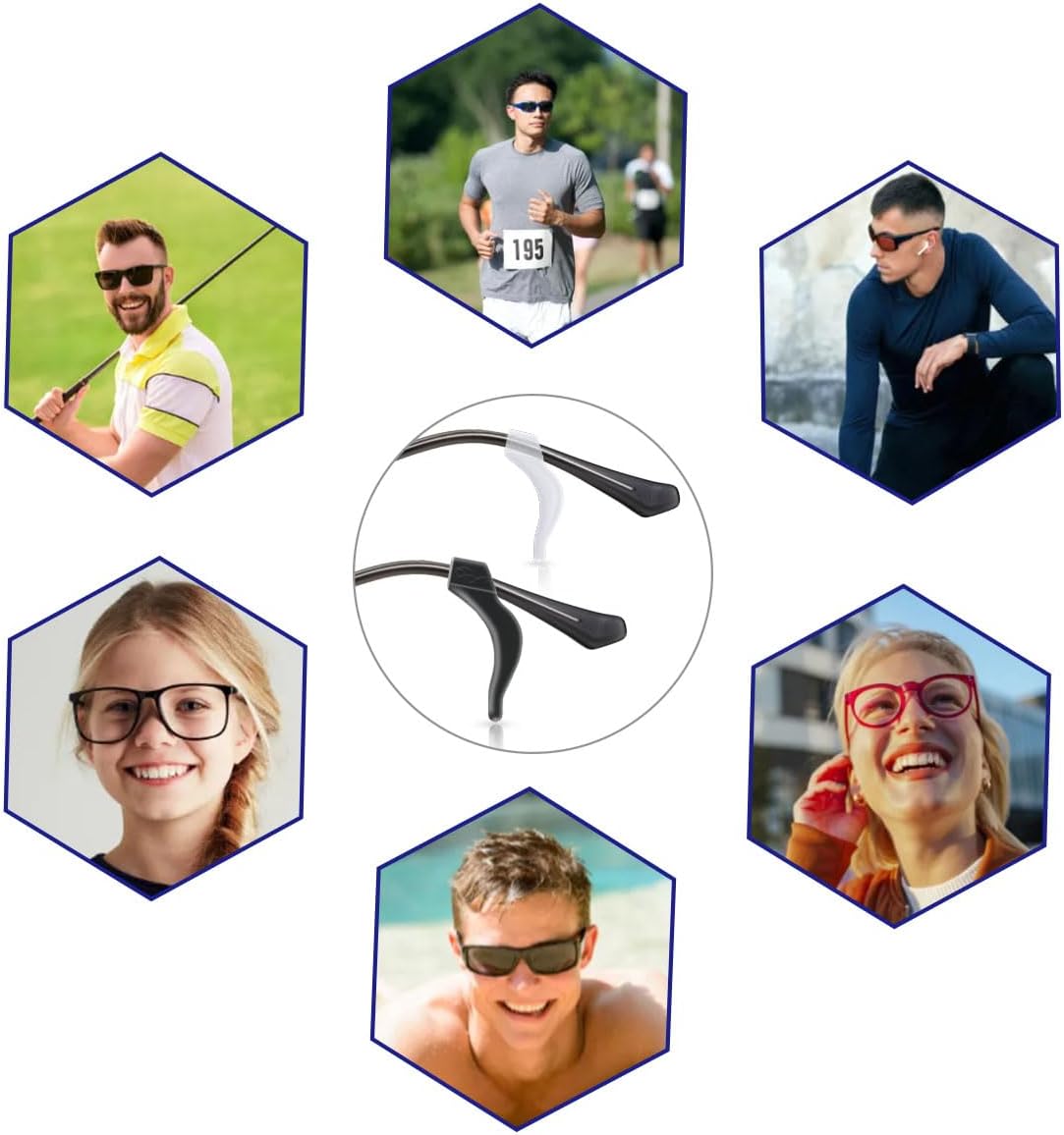 14 Pairs Ear Hook Glasses Strap Eyeglasses Grip Silicone Eyeglass Holder Anti-Slip Hooks Safety Eyewear Retainer for Sunglasses Temple Tips Sleeve Retainers - Image 7