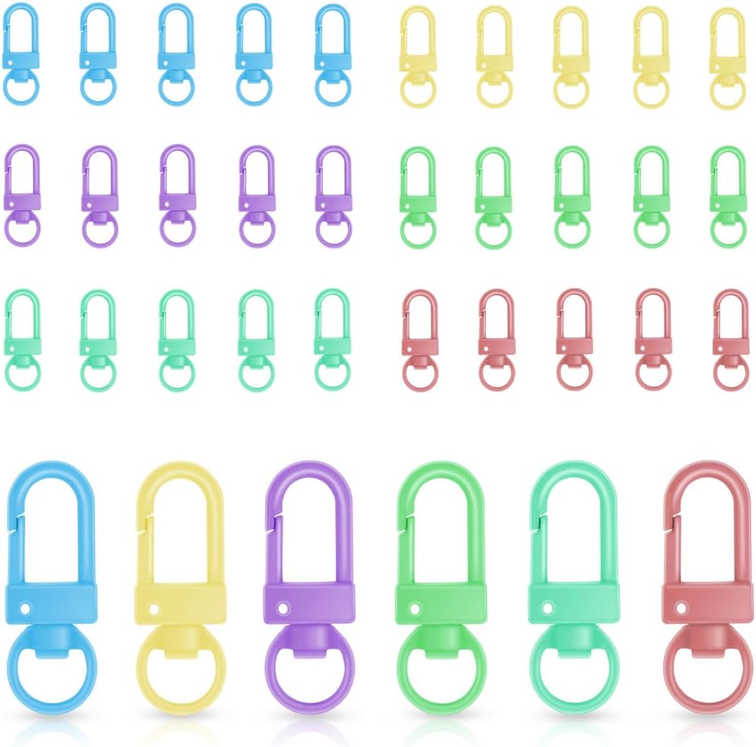 36 Pcs 6 Colors Metal Swivel Lobster Claw Clasps with Key Rings Keychain Lanyards Trigger Snap Hooks Strap for Chain Findings Crafts Connector Jewelry Making DIY Accessories Bag - Image 1