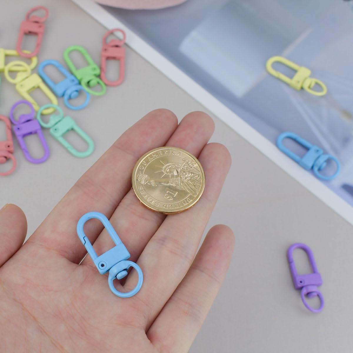 36 Pcs 6 Colors Metal Swivel Lobster Claw Clasps with Key Rings Keychain Lanyards Trigger Snap Hooks Strap for Chain Findings Crafts Connector Jewelry Making DIY Accessories Bag - Image 4