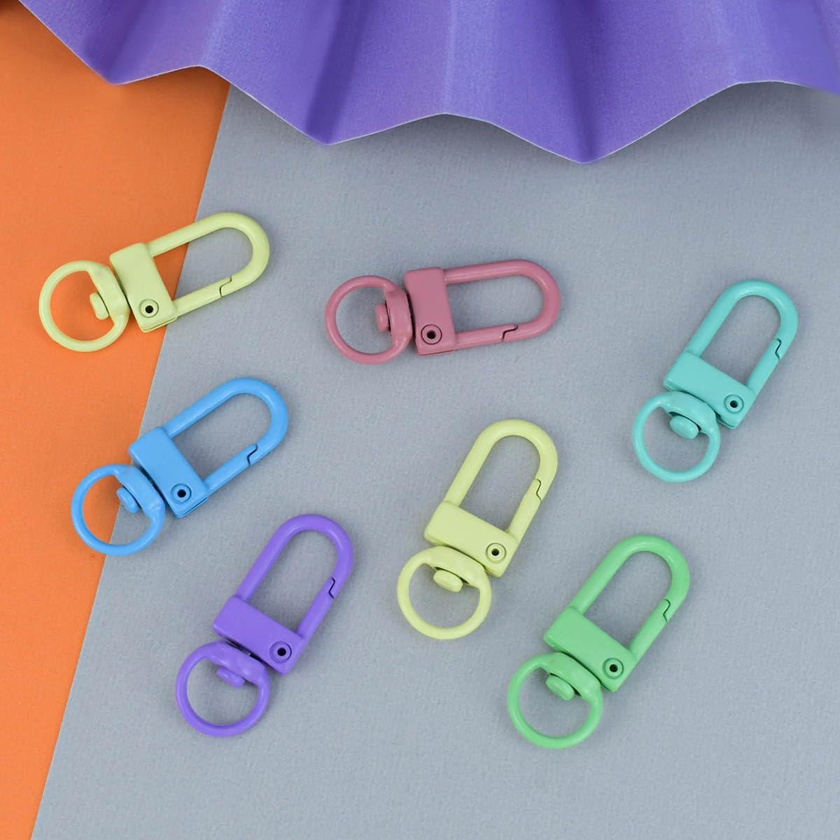 36 Pcs 6 Colors Metal Swivel Lobster Claw Clasps with Key Rings Keychain Lanyards Trigger Snap Hooks Strap for Chain Findings Crafts Connector Jewelry Making DIY Accessories Bag - Image 7