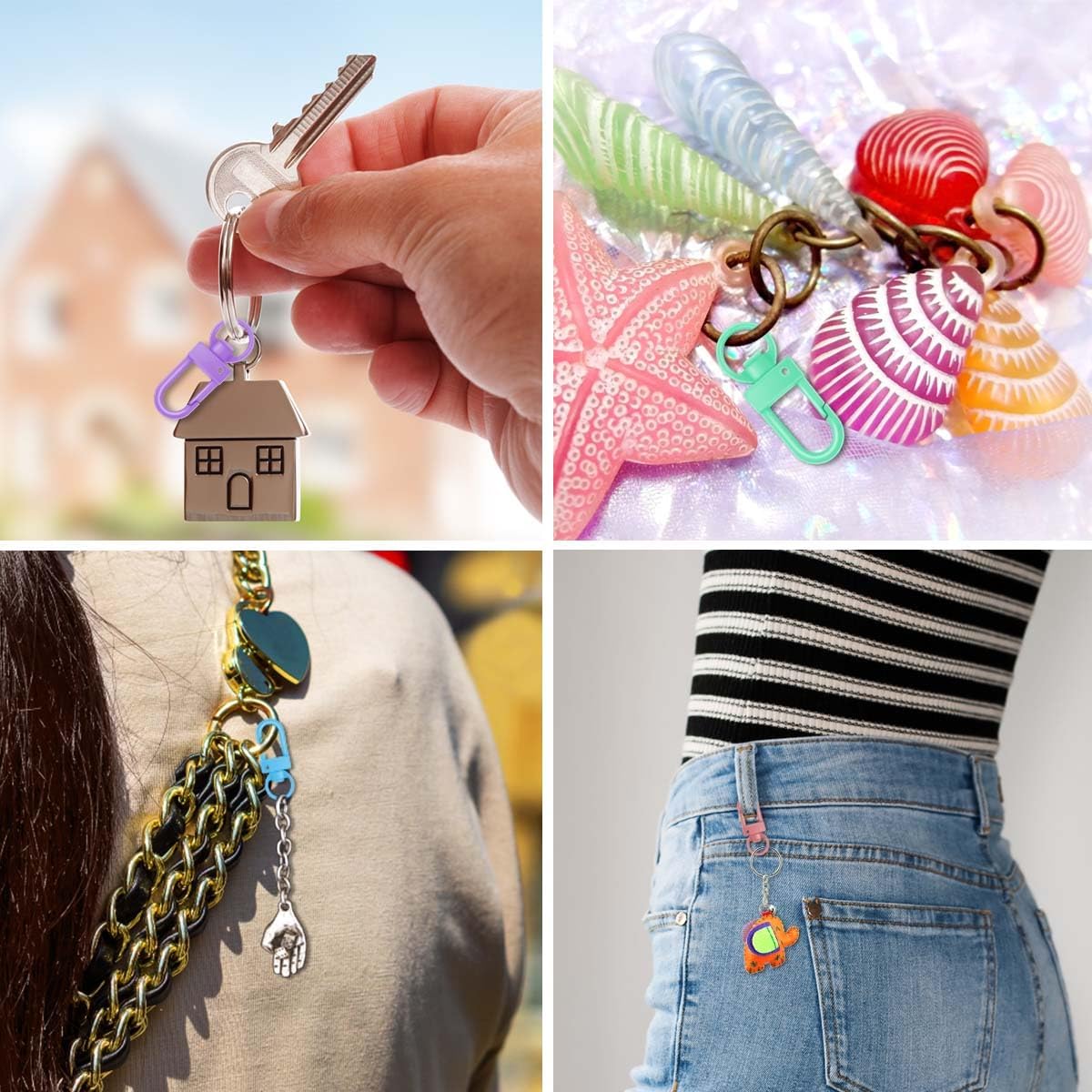 36 Pcs 6 Colors Metal Swivel Lobster Claw Clasps with Key Rings Keychain Lanyards Trigger Snap Hooks Strap for Chain Findings Crafts Connector Jewelry Making DIY Accessories Bag - Image 8