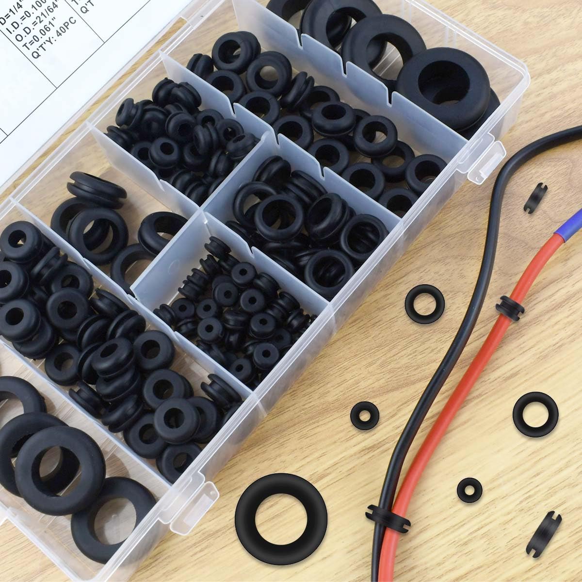 180 Pcs Assorted Rubber Grommet Kit Assortment Sizes 7/8