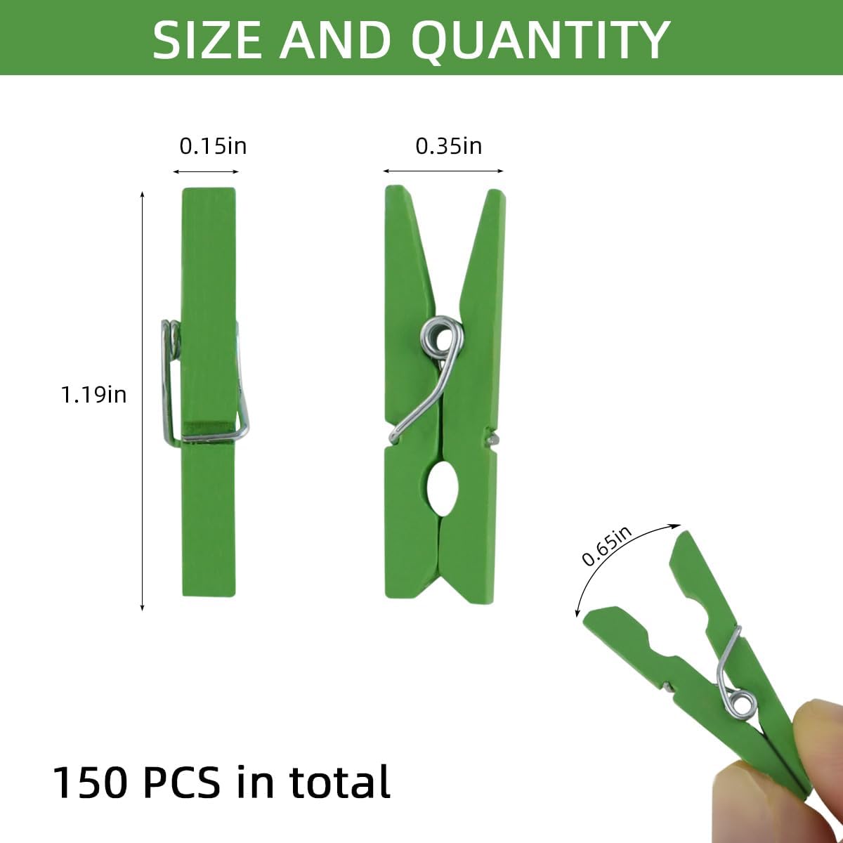 150 Pieces Mini Wall Clips Tapestry for Photo Picture Hanging Craft Office Home Poster Paper Flag Hangers Strong Springs Small Clothes Pin Natural Wooden Clothespins with Line Command - Image 2