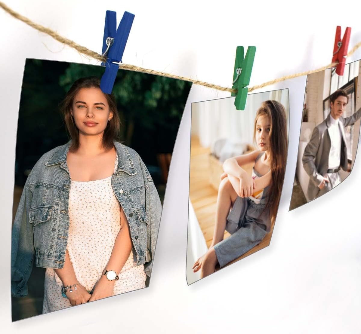 150 Pieces Mini Wall Clips Tapestry for Photo Picture Hanging Craft Office Home Poster Paper Flag Hangers Strong Springs Small Clothes Pin Natural Wooden Clothespins with Line Command - Image 4