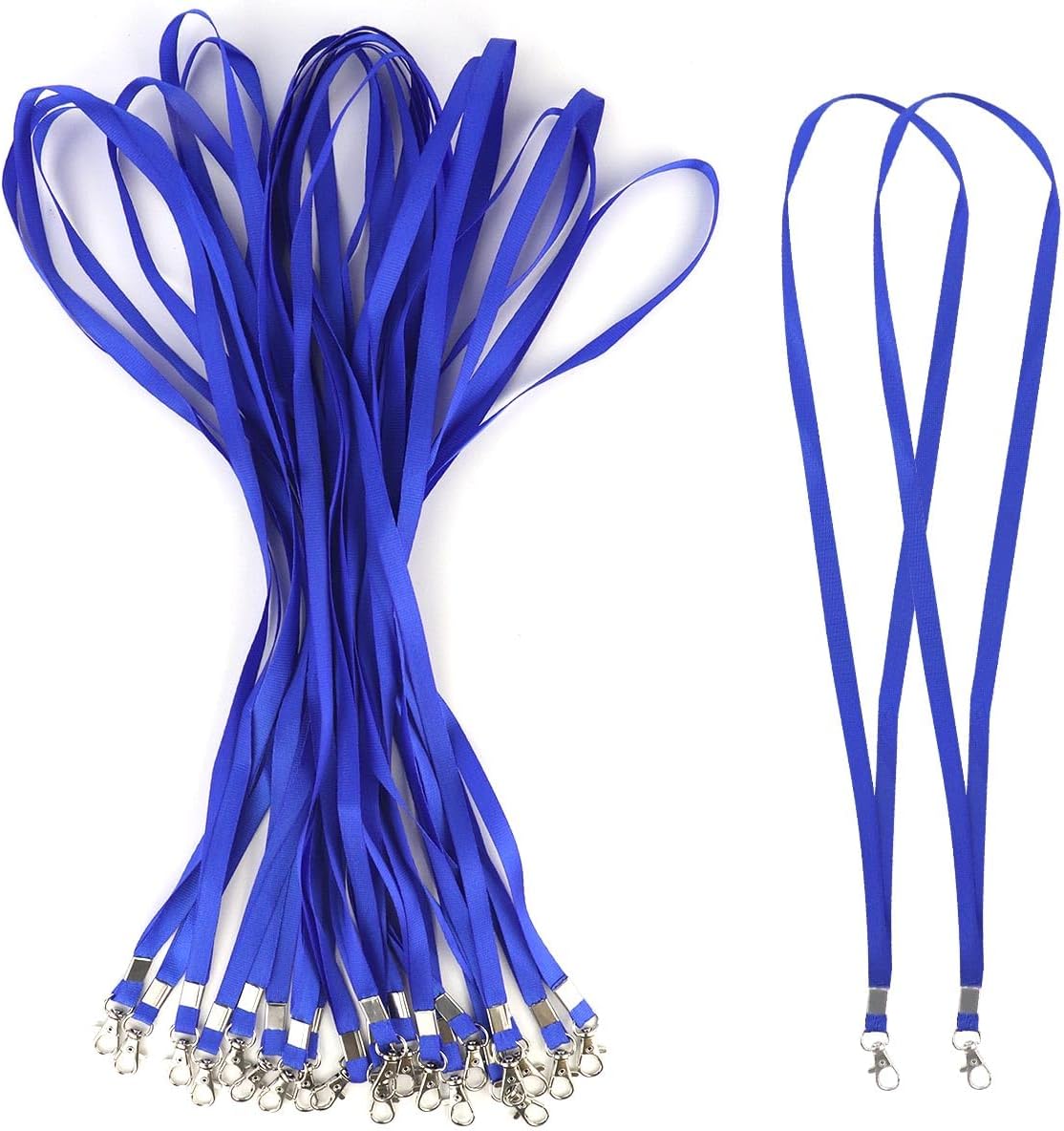 Premium Bulk Navy Blue Lanyards - 17.38 Inch Flat with Clip Swivel Hook Detachable Buckle (20 Pack) - Image 1