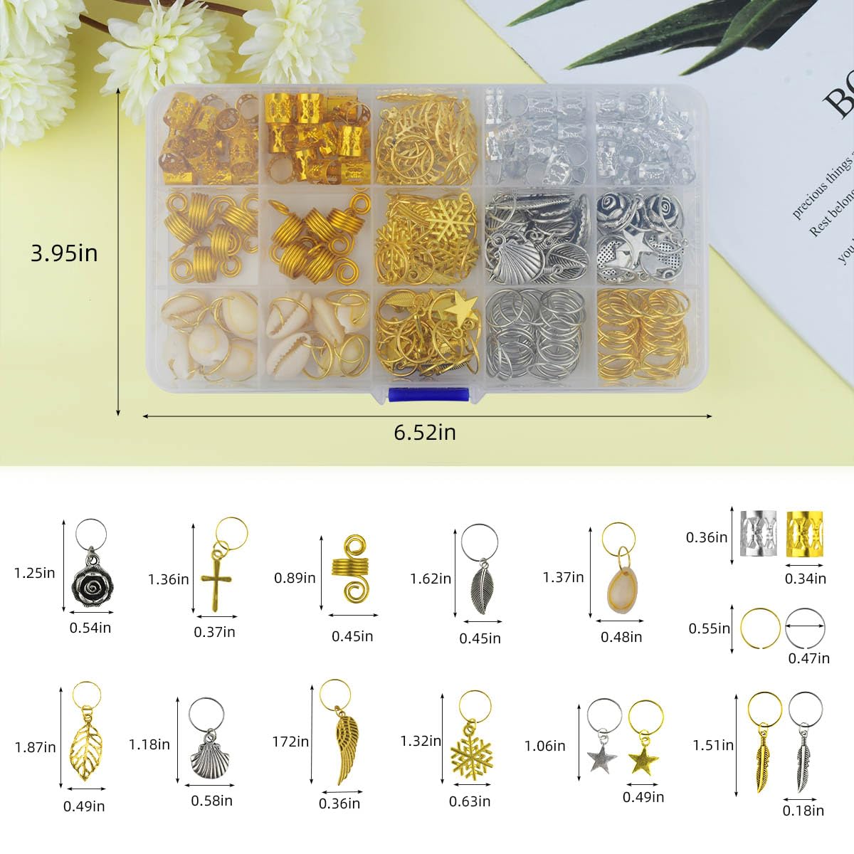 220Pcs Hair Beads Jewelry Braid Accessories Clips Dreadlocks Braiding Cuffs Metal Coils Rings Women Butterfly Gold Jewels Pendants Charms Decoration - Image 2