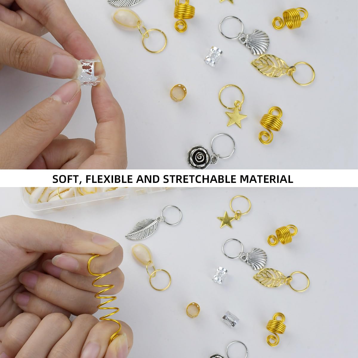 220Pcs Hair Beads Jewelry Braid Accessories Clips Dreadlocks Braiding Cuffs Metal Coils Rings Women Butterfly Gold Jewels Pendants Charms Decoration - Image 4