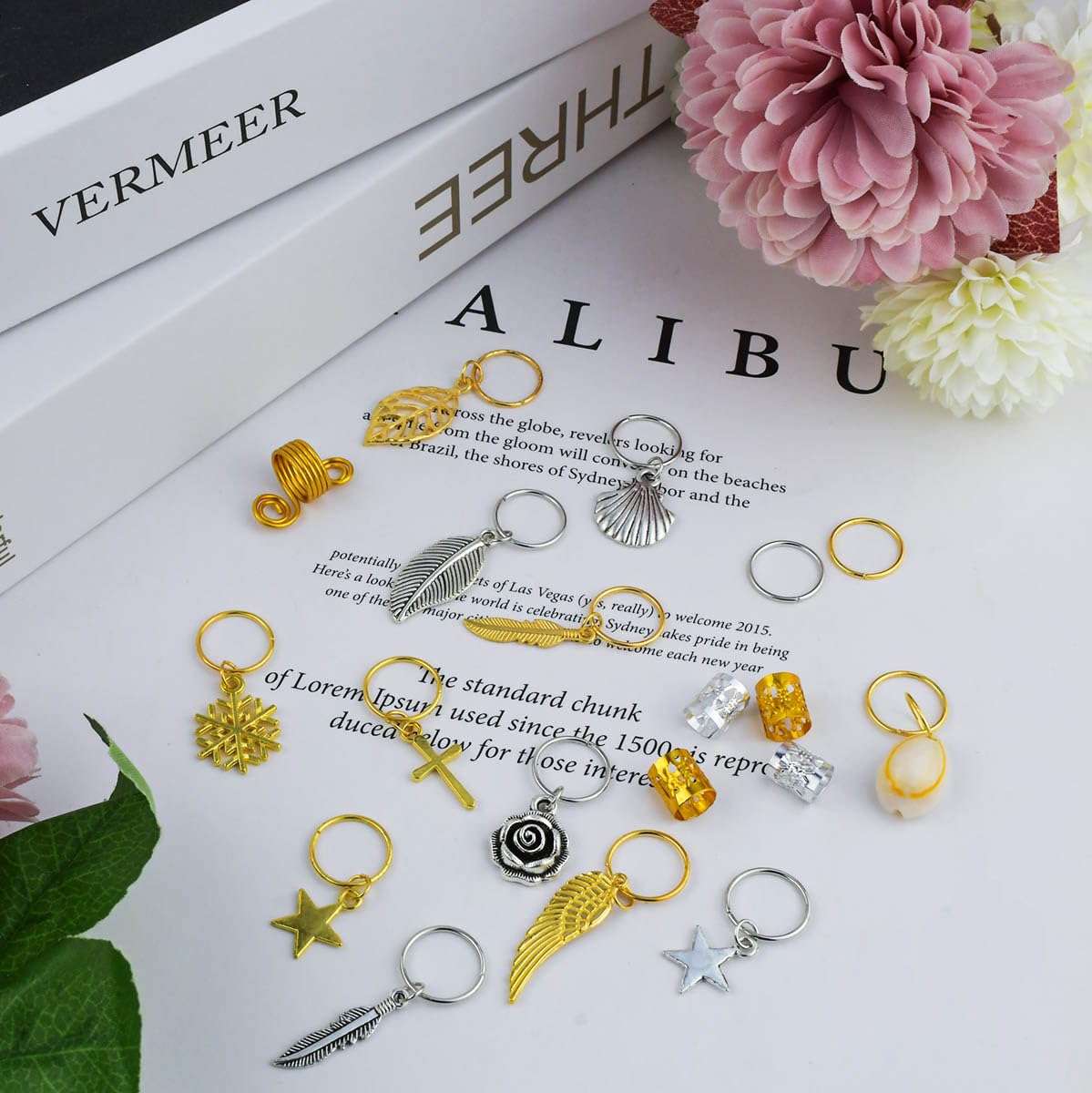 220Pcs Hair Beads Jewelry Braid Accessories Clips Dreadlocks Braiding Cuffs Metal Coils Rings Women Butterfly Gold Jewels Pendants Charms Decoration - Image 5