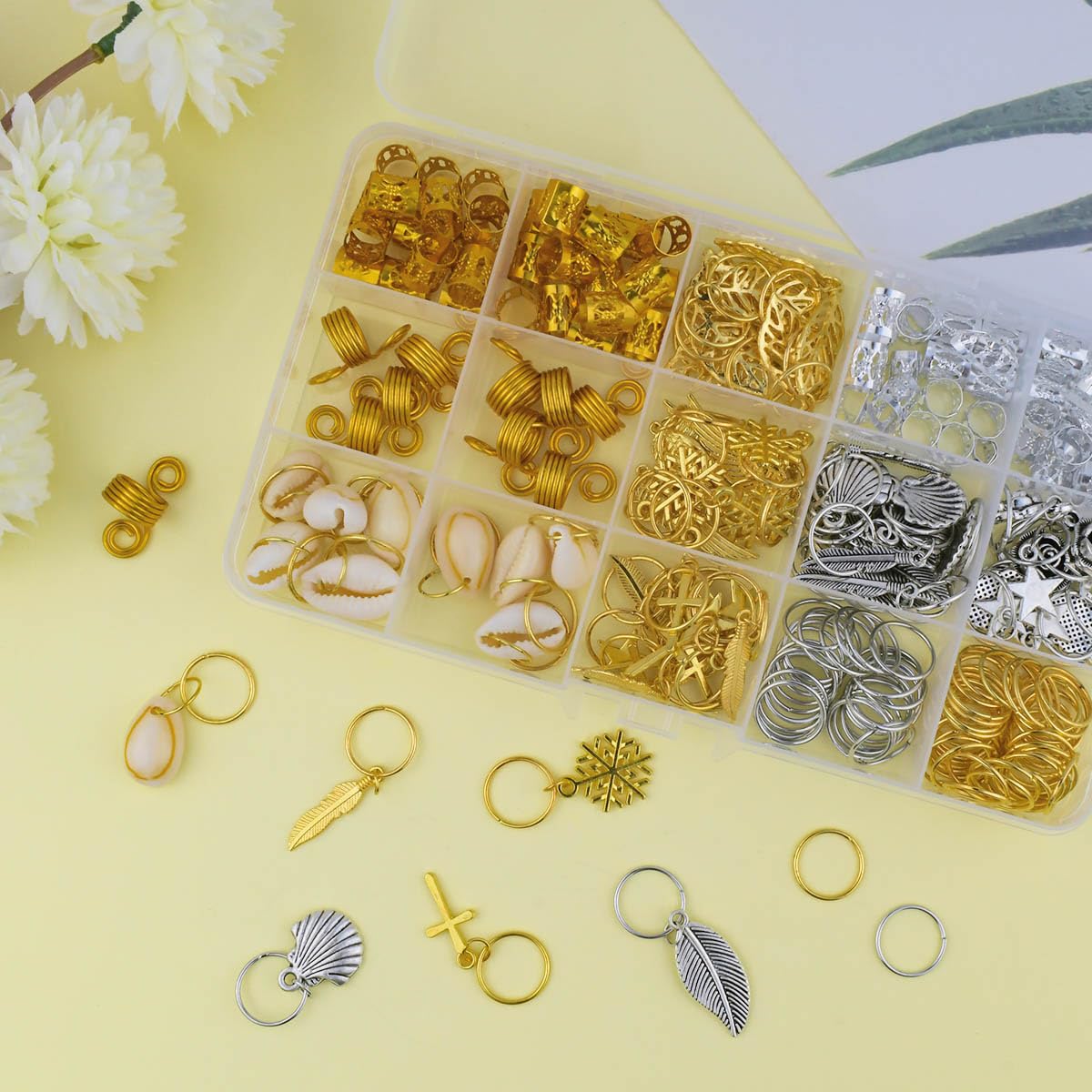 220Pcs Hair Beads Jewelry Braid Accessories Clips Dreadlocks Braiding Cuffs Metal Coils Rings Women Butterfly Gold Jewels Pendants Charms Decoration - Image 6