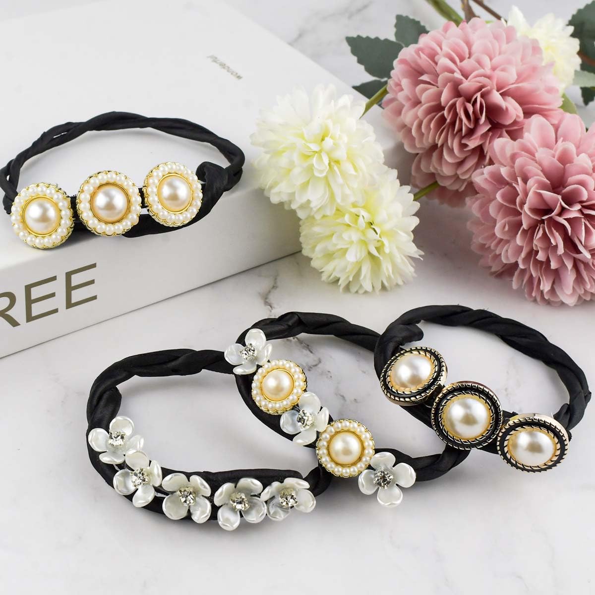 Petluno 4PCS Hair Bun Maker Donut Dacron Iron Resin Material - Lazy Curler for Women Girl Styling Accessories French Hairstyle Twist Tool Black Color - Image 4