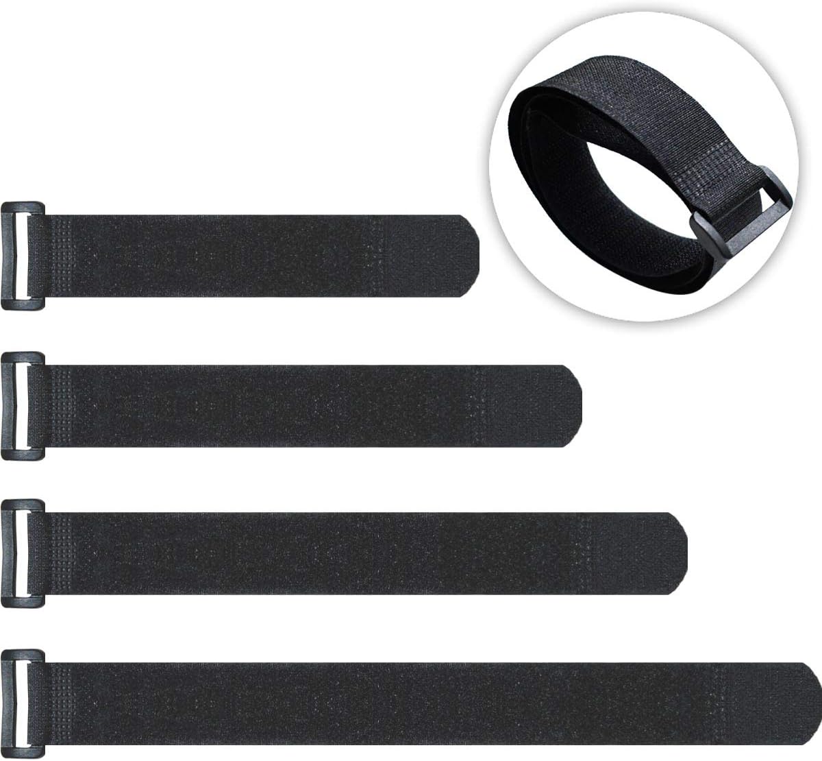 20 Pack Reusable Cinch Straps Fastening Cable Nylon Hook and Loop Ties Down Multipurpose Securing Adjustable Tie Organizer to Keep Home Office from Tangled Cords (Black) - Image 1