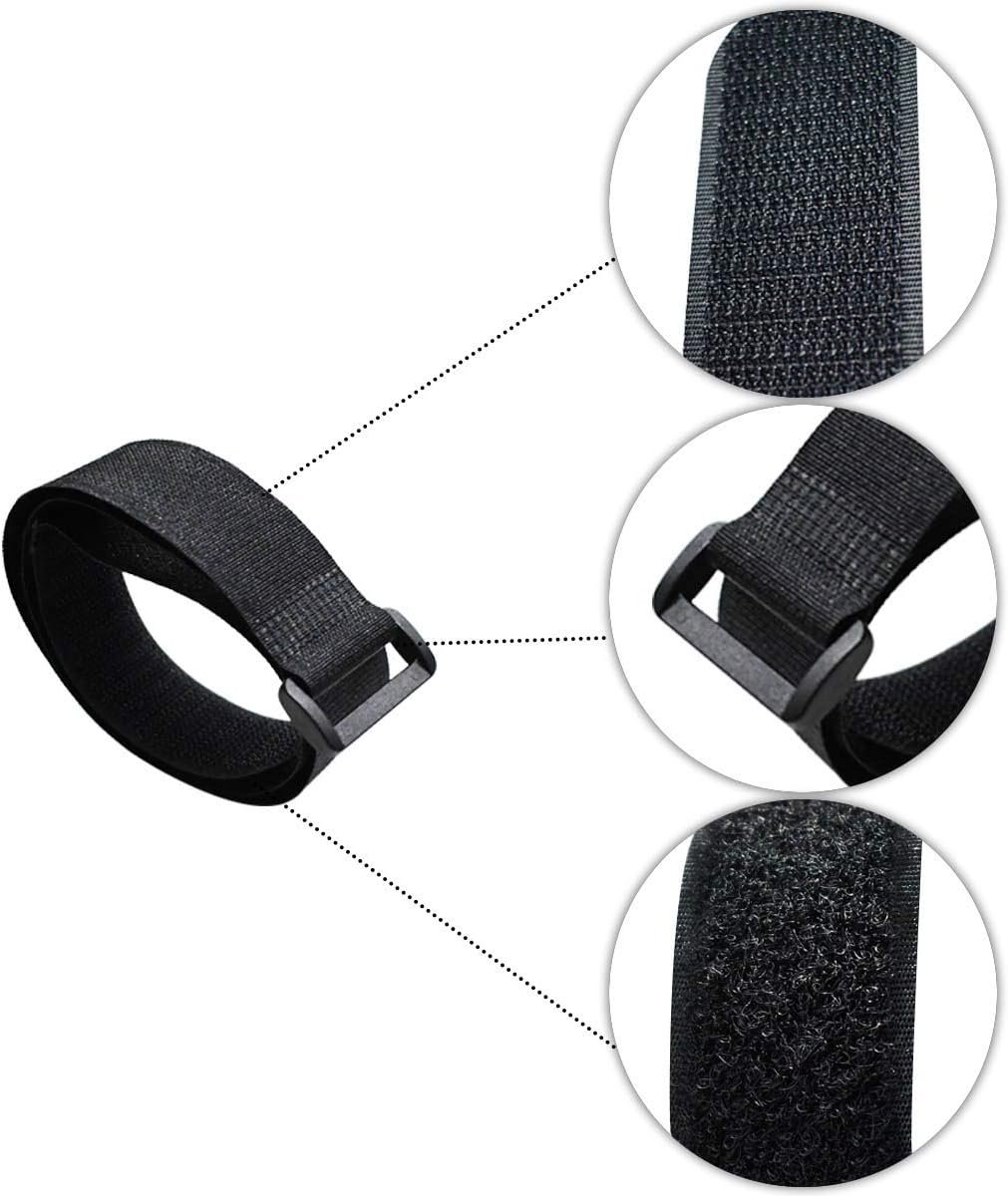 20 Pack Reusable Cinch Straps Fastening Cable Nylon Hook and Loop Ties Down Multipurpose Securing Adjustable Tie Organizer to Keep Home Office from Tangled Cords (Black) - Image 2