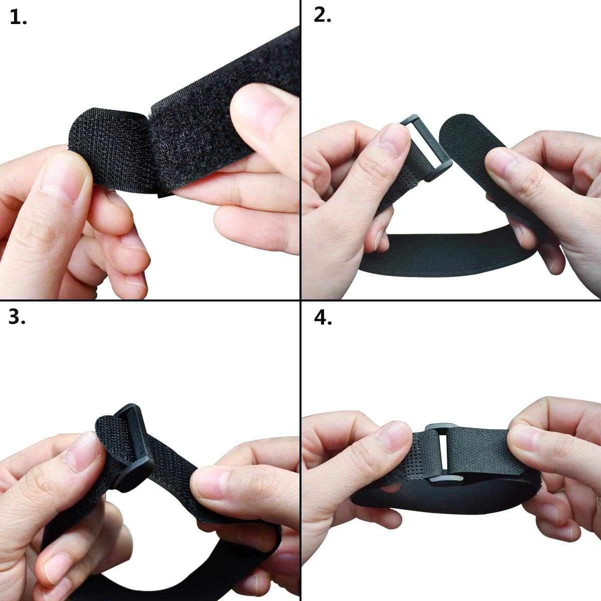 20 Pack Reusable Cinch Straps Fastening Cable Nylon Hook and Loop Ties Down Multipurpose Securing Adjustable Tie Organizer to Keep Home Office from Tangled Cords (Black) - Image 5