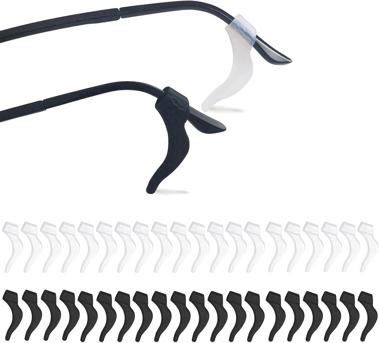 20Pairs Glasses Anti-slip Silicone Ear Clip, Glasses Holder With Storage Box, Safety Eyewear Retainers, Eyeglass Ear Grips for for Sports Glass Sunglasses Reading (10 Black 10 white) - Image 1