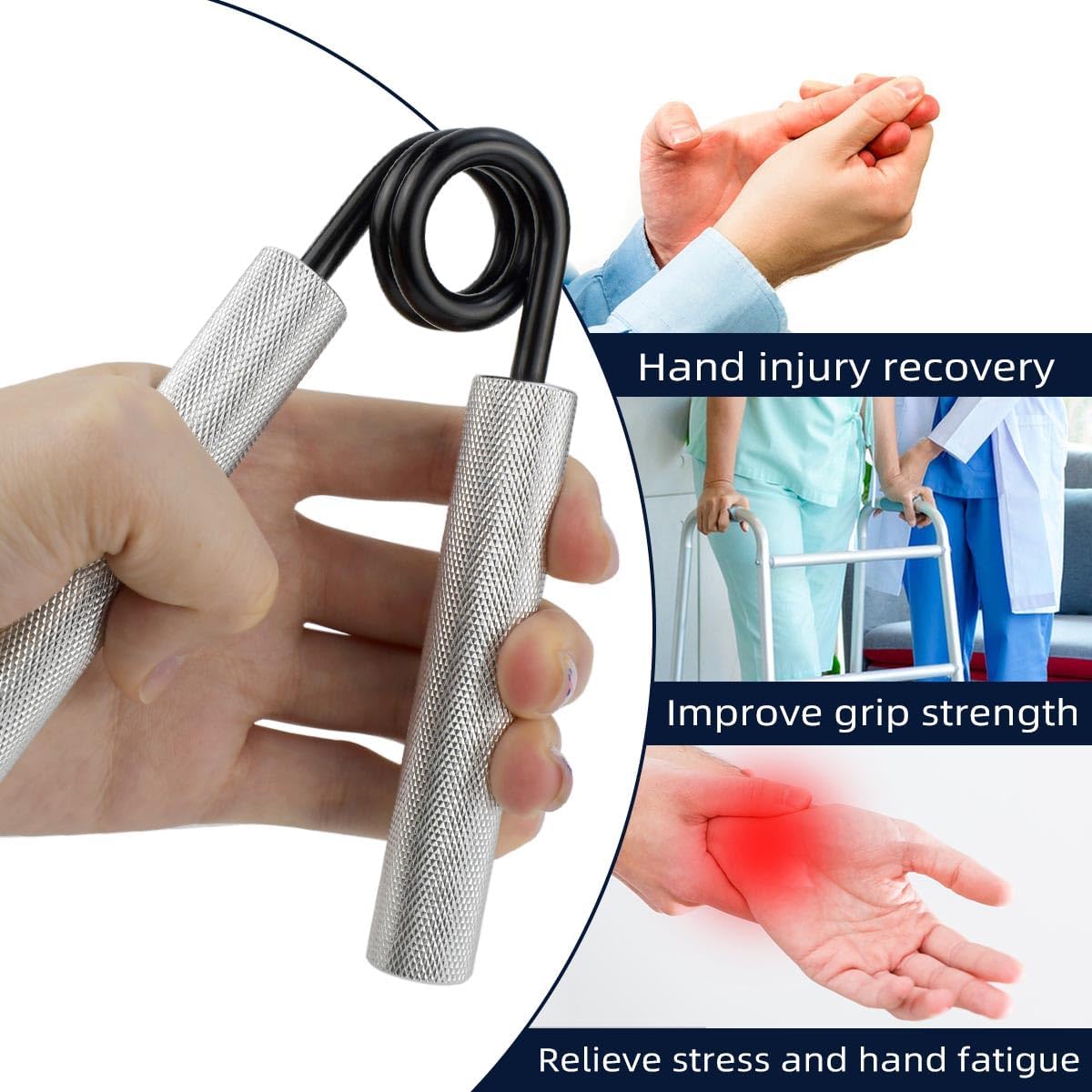 No Slip Heavy-Duty Metal Grip Strength Trainer Forearm for Muscle Building Hand Rehabilitation Home Gym Exerciser Training Recovery Non-slip Gripper Wrist Finger Strengthener - Image 4
