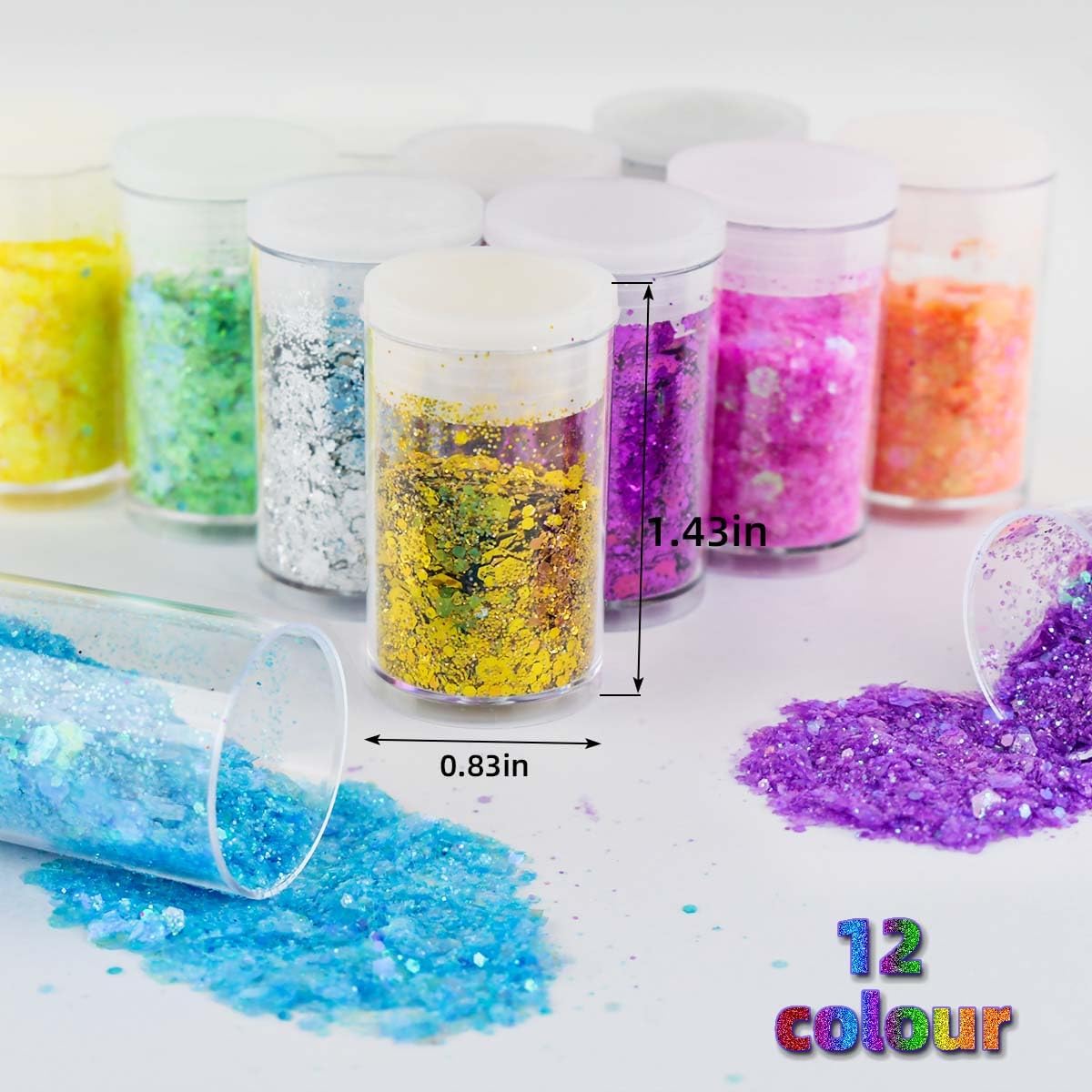 12 Colors Chunky Face Glitter No Glue Cosmetic Body Nail Eye Hair Art Resin Tumbler Holographic Glitte Makeup Sequins Party for Rave Festival Fine Eyeshadow - Image 2