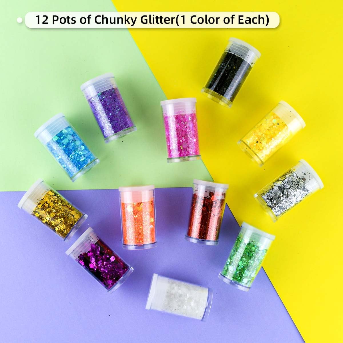 12 Colors Chunky Face Glitter No Glue Cosmetic Body Nail Eye Hair Art Resin Tumbler Holographic Glitte Makeup Sequins Party for Rave Festival Fine Eyeshadow - Image 4