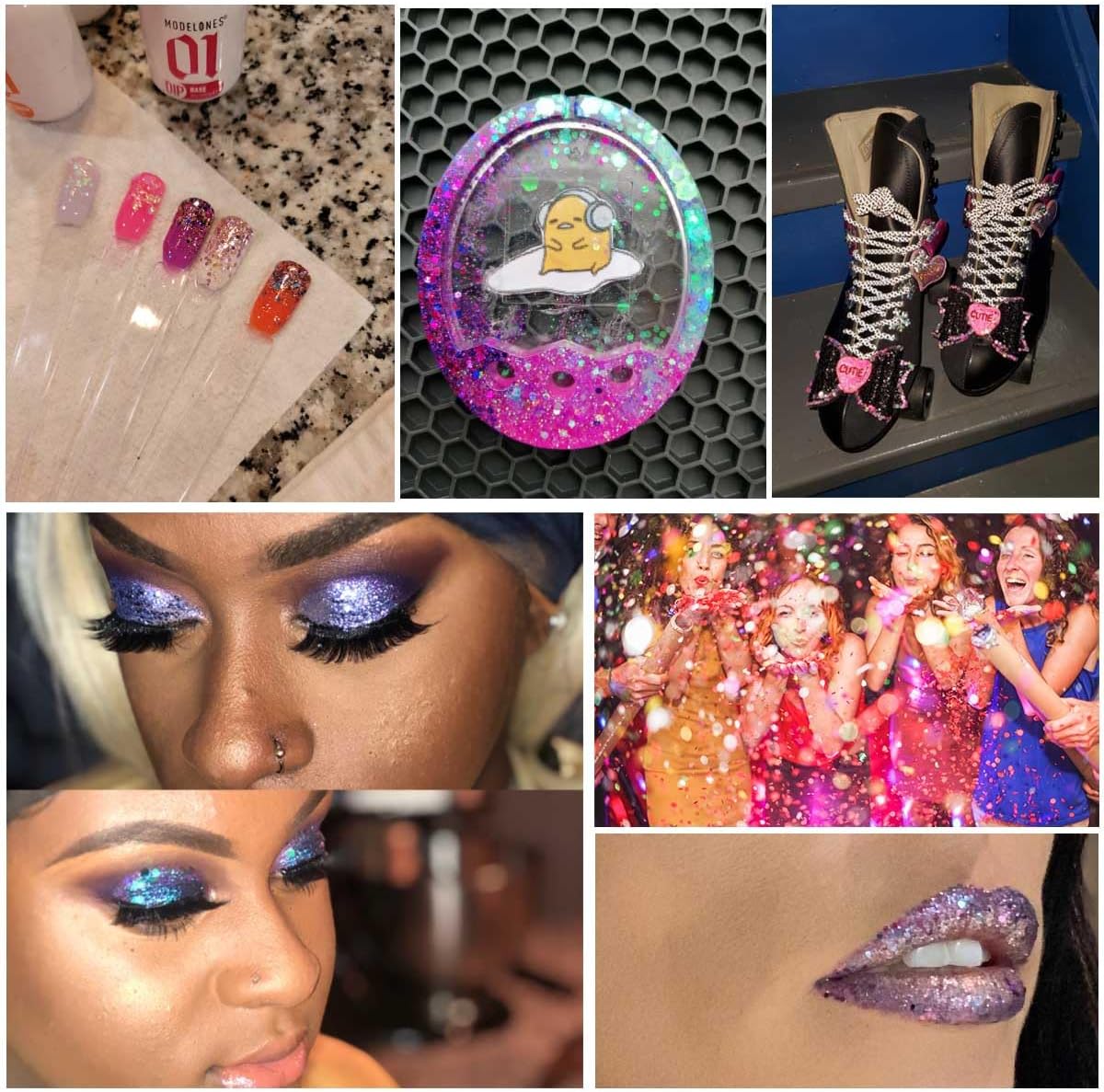 12 Colors Chunky Face Glitter No Glue Cosmetic Body Nail Eye Hair Art Resin Tumbler Holographic Glitte Makeup Sequins Party for Rave Festival Fine Eyeshadow - Image 7