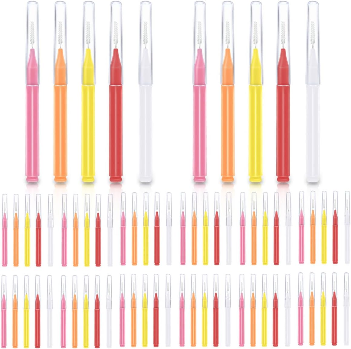 75 Pieces Braces Brush for Tooth Dental Flossing Toothpick Interdental Cleaning Oral Tool Hygiene Bendable Flosser Head Cleaner 5 Colors Floss - Image 1