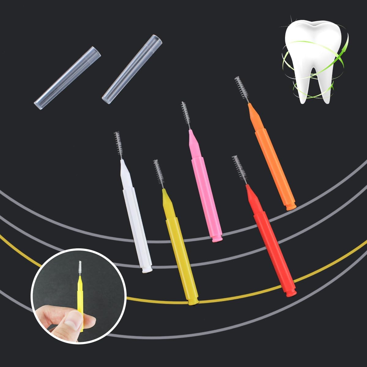 75 Pieces Braces Brush for Tooth Dental Flossing Toothpick Interdental Cleaning Oral Tool Hygiene Bendable Flosser Head Cleaner 5 Colors Floss - Image 2