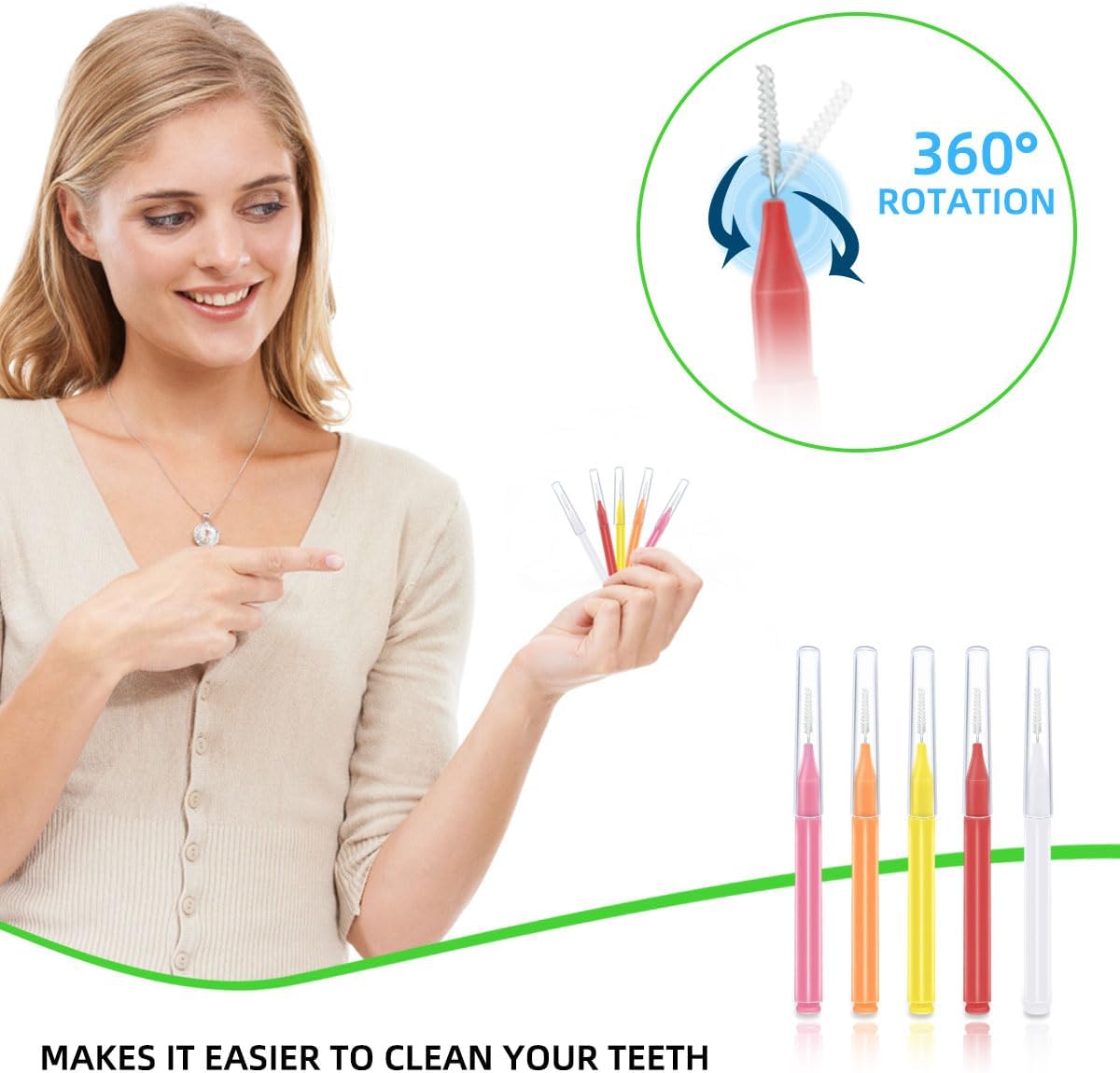 75 Pieces Braces Brush for Tooth Dental Flossing Toothpick Interdental Cleaning Oral Tool Hygiene Bendable Flosser Head Cleaner 5 Colors Floss - Image 4