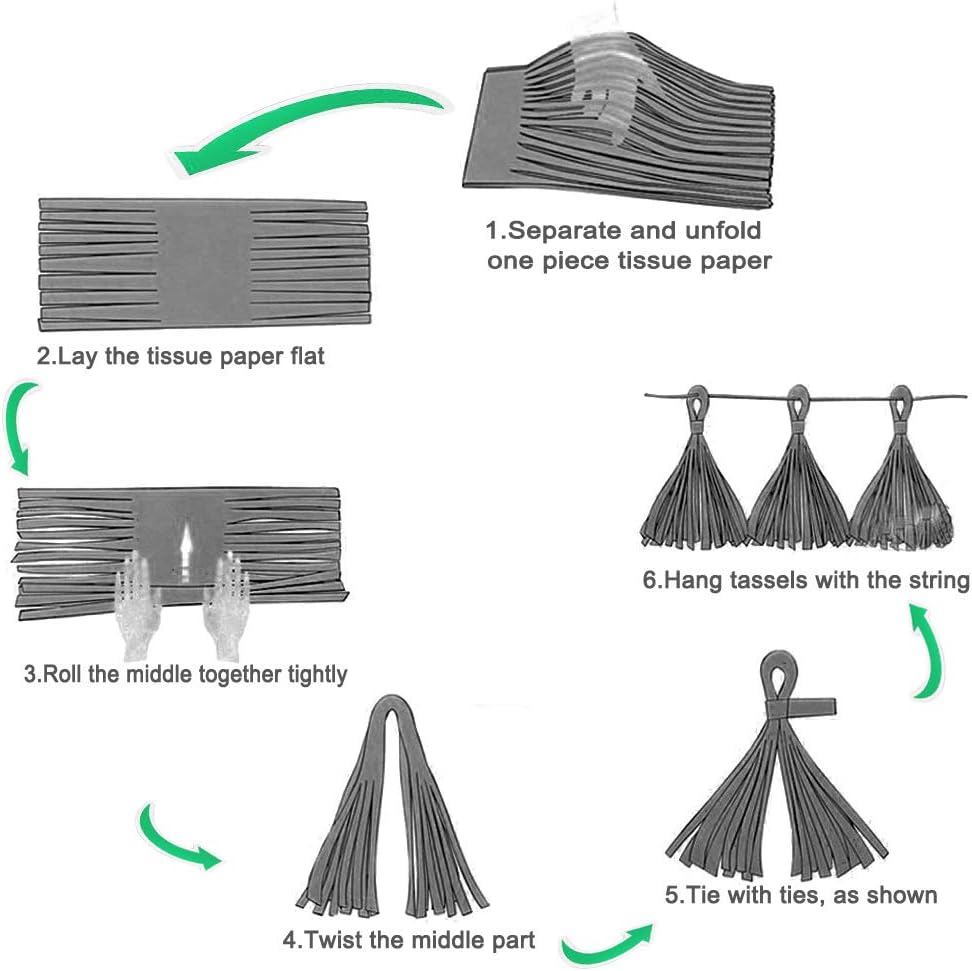Black & White Gold Tissue Paper Tassels Garland Happy Birthday Banner - Funny 30th, 40th, 50th Party Decorations - Image 5