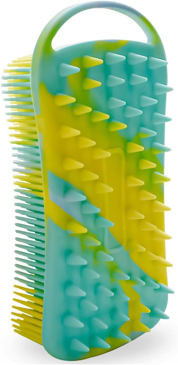 Silicone Body Scrubber Soft Brush for Use in Shower Gentle Exfoliating Loofah Scalp Massager 2 1 Bath and Shampoo Women Men Lathers Well Easy to Clean (Camouflage Green) - Image 1
