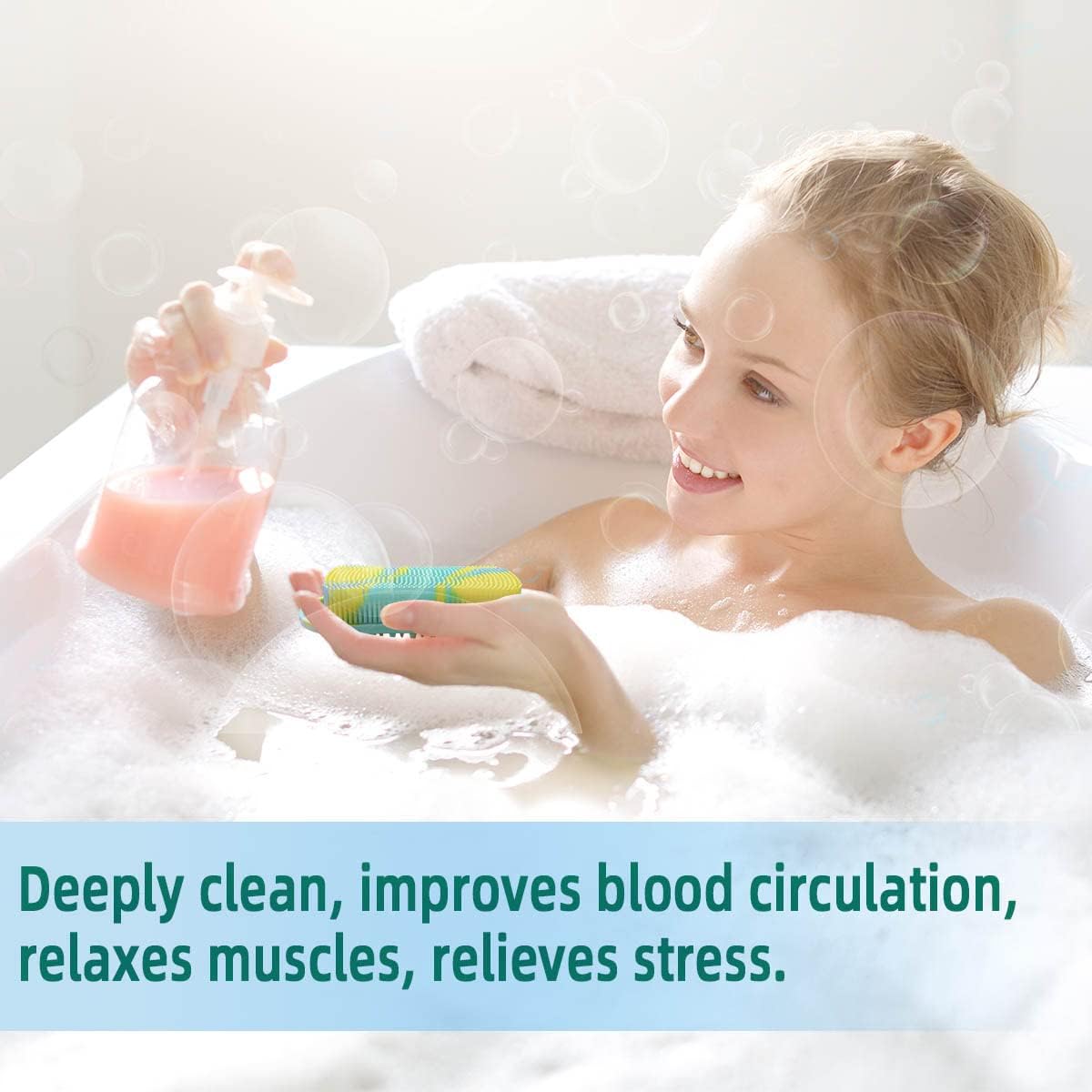Silicone Body Scrubber Soft Brush for Use in Shower Gentle Exfoliating Loofah Scalp Massager 2 1 Bath and Shampoo Women Men Lathers Well Easy to Clean (Camouflage Green) - Image 2