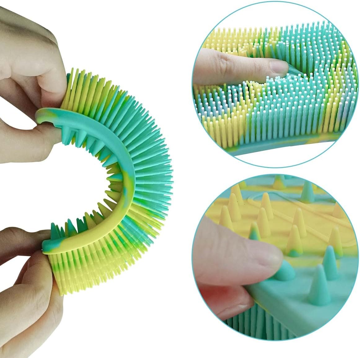 Silicone Body Scrubber Soft Brush for Use in Shower Gentle Exfoliating Loofah Scalp Massager 2 1 Bath and Shampoo Women Men Lathers Well Easy to Clean (Camouflage Green) - Image 3