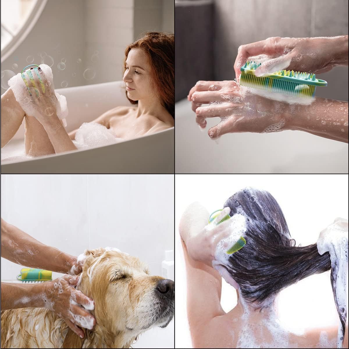 Silicone Body Scrubber Soft Brush for Use in Shower Gentle Exfoliating Loofah Scalp Massager 2 1 Bath and Shampoo Women Men Lathers Well Easy to Clean (Camouflage Green) - Image 5