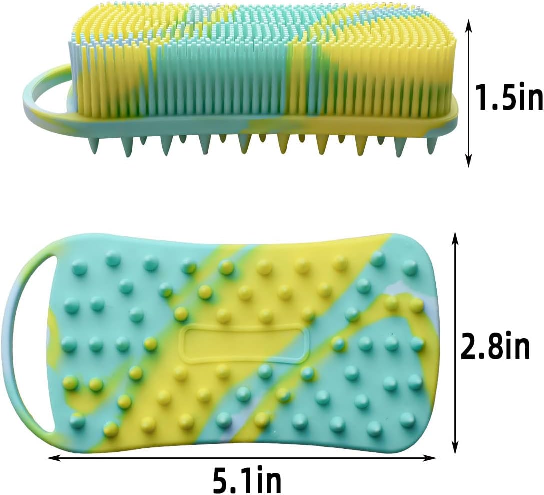 Silicone Body Scrubber Soft Brush for Use in Shower Gentle Exfoliating Loofah Scalp Massager 2 1 Bath and Shampoo Women Men Lathers Well Easy to Clean (Camouflage Green) - Image 6