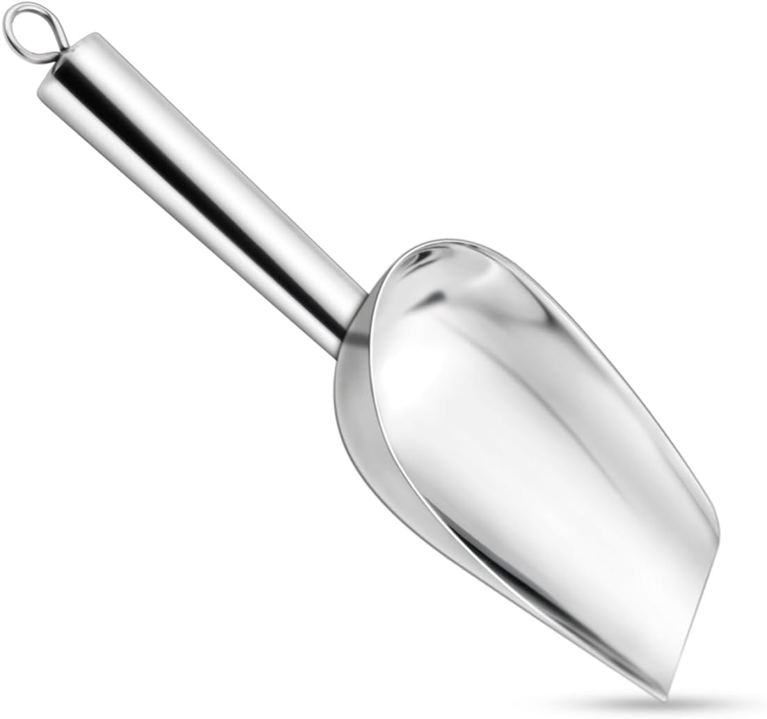 Stainless Steel Ice Scoop Metal for Candy Pet Food Flour Coffee Beans Sugar Kitchen Scooper Maker Dishwasher Safe Small Scoops Bar Party Wedding Utility (Silver) - Image 1