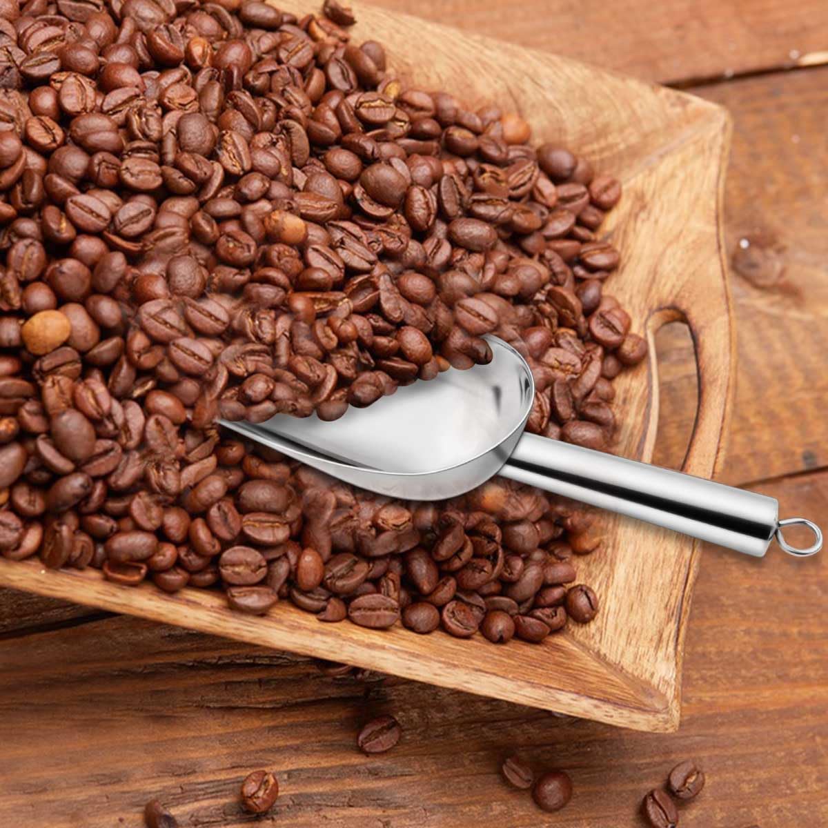 Stainless Steel Ice Scoop Metal for Candy Pet Food Flour Coffee Beans Sugar Kitchen Scooper Maker Dishwasher Safe Small Scoops Bar Party Wedding Utility (Silver) - Image 4