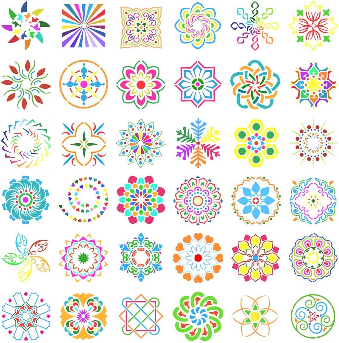 36 Pack Mandala Stencils (3.6x3.6 Inch) Dotting Painting Template Stencil Set for Perfect DIY Art Projects Wood Wall Floor Fabric Furniture Tile Christmas Gift (Reusable) - Image 2