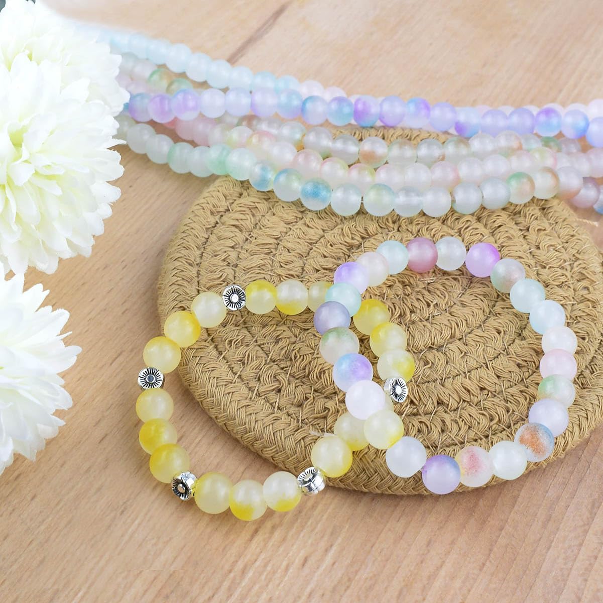 480 Piece Glass Beads - 8mm Round Crystal for Jewelry Making 24 Colors DIY Chakra Kit - Image 5