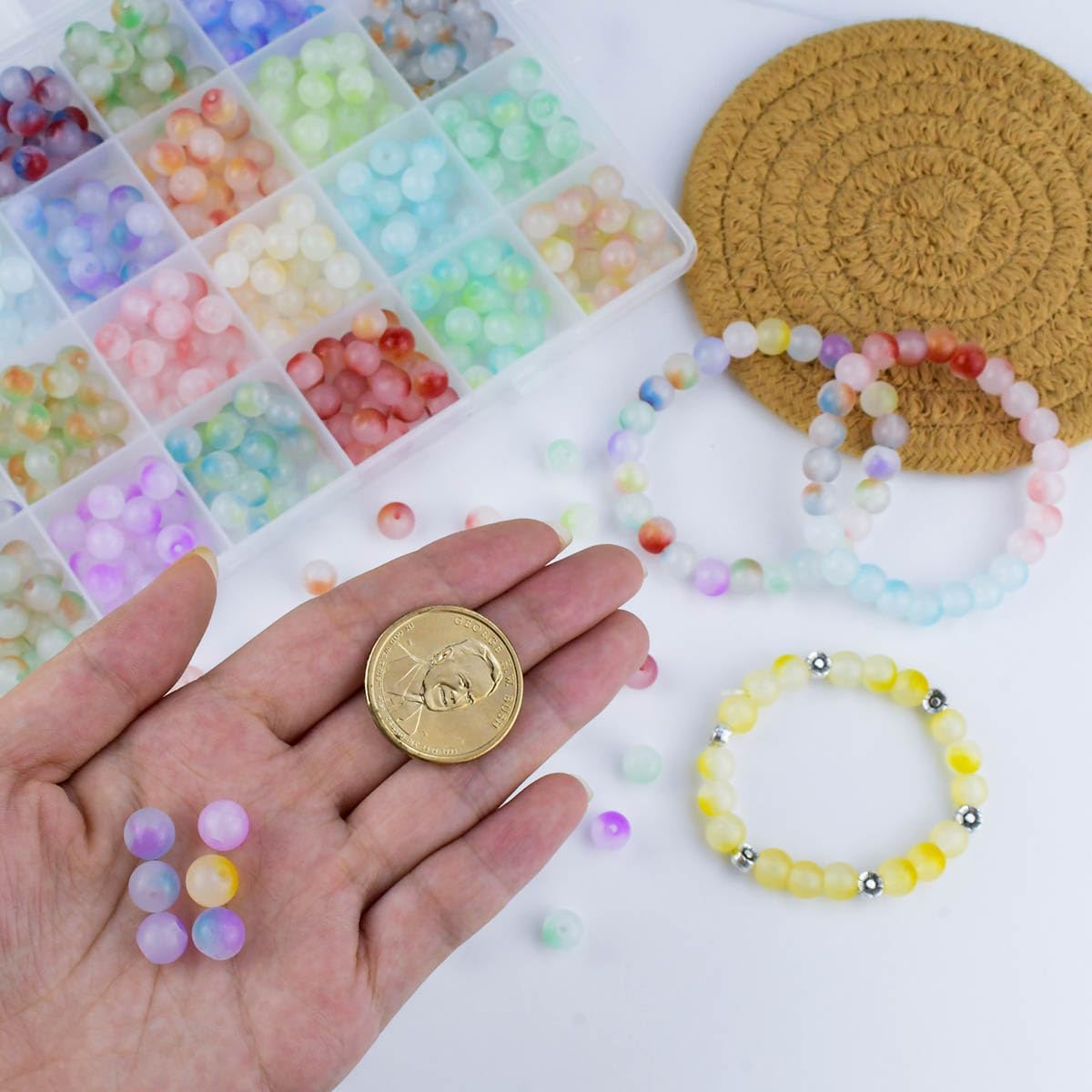 480 Piece Glass Beads - 8mm Round Crystal for Jewelry Making 24 Colors DIY Chakra Kit - Image 6