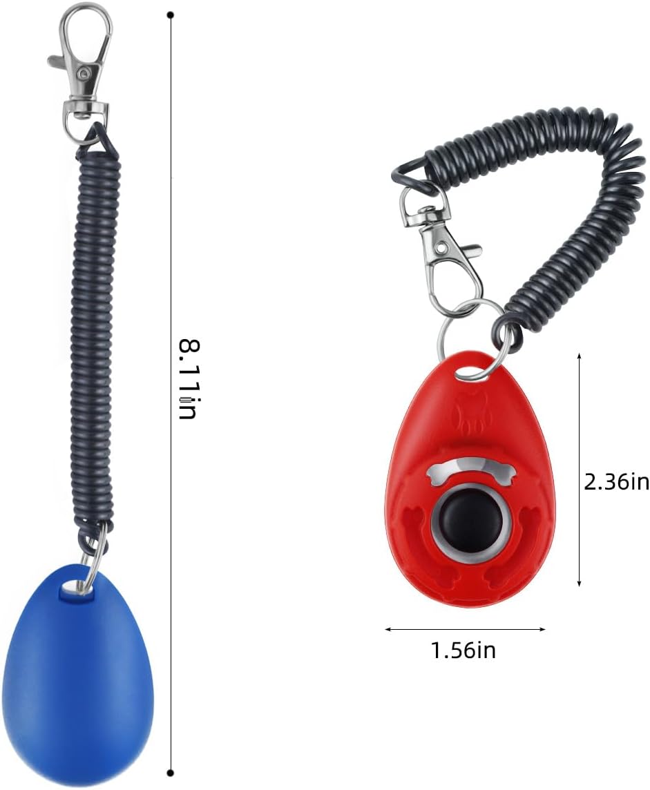 Petluno 4 Pieces Pet Training Clicker with Wrist Strap and Dog Treat Pouch for Puppy Cats Birds Kit Behavioral (White, Red, Orange, Blue) - Image 2
