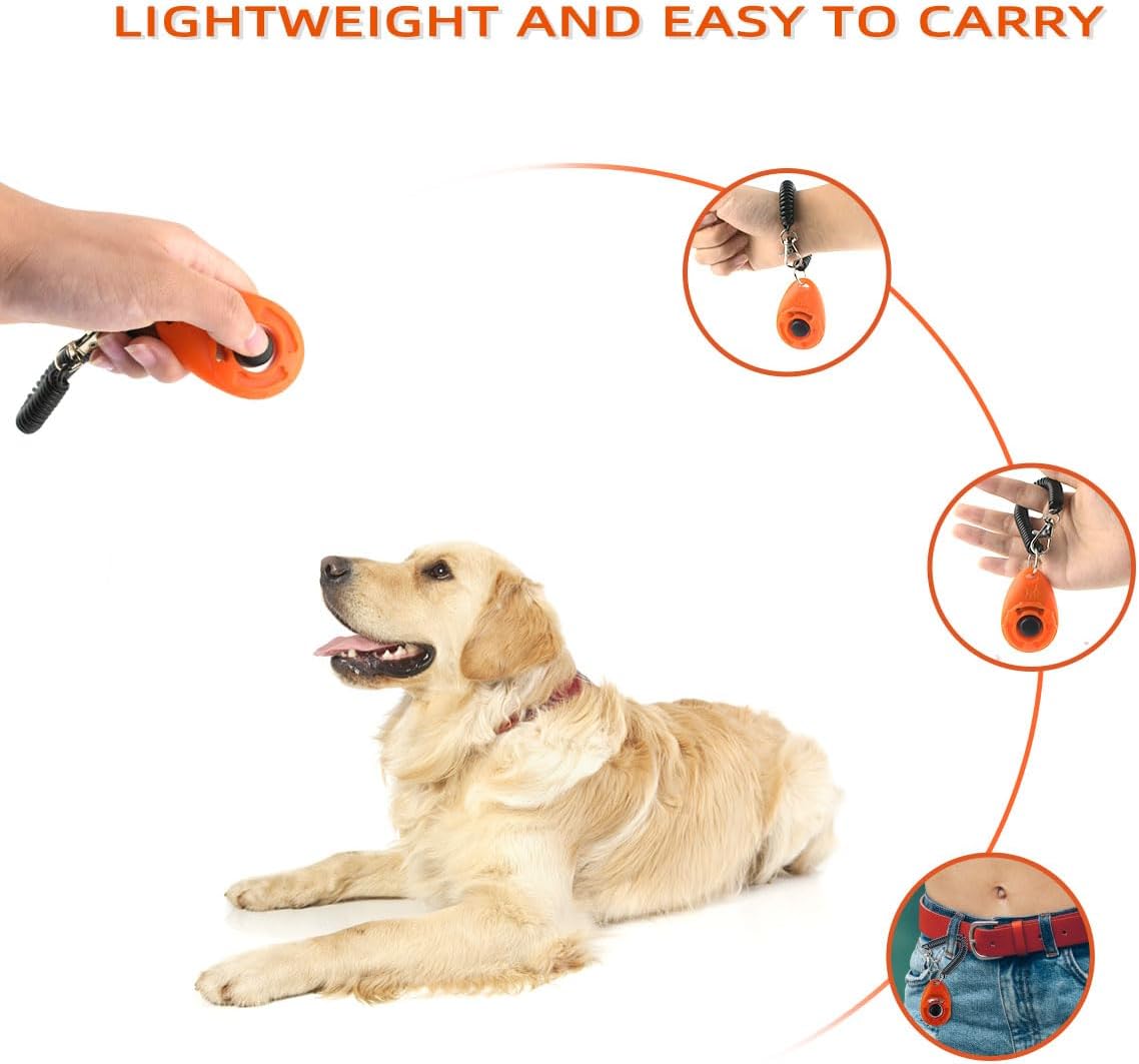 Petluno 4 Pieces Pet Training Clicker with Wrist Strap and Dog Treat Pouch for Puppy Cats Birds Kit Behavioral (White, Red, Orange, Blue) - Image 3
