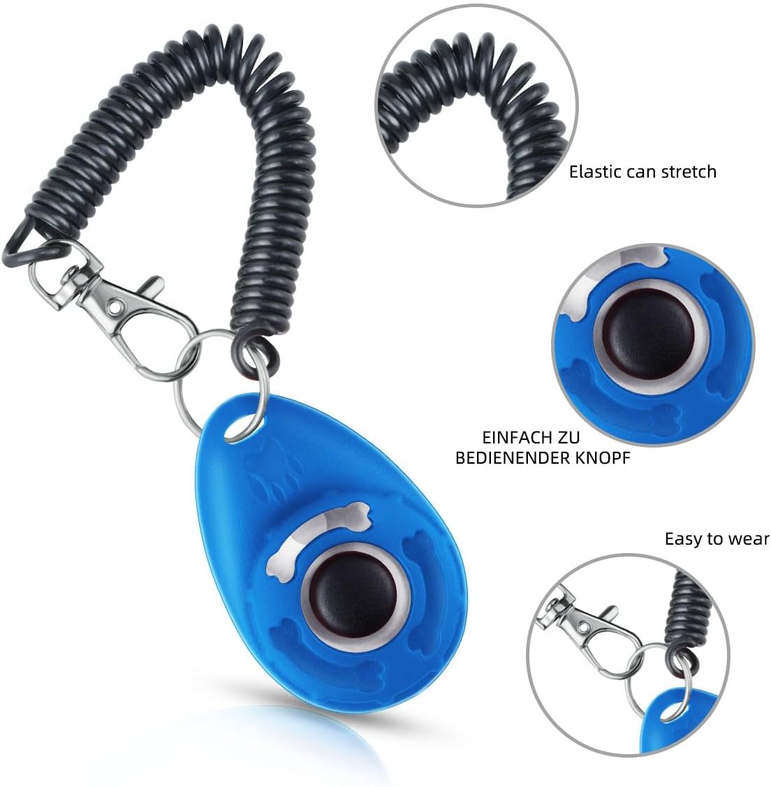 Petluno 4 Pieces Pet Training Clicker with Wrist Strap and Dog Treat Pouch for Puppy Cats Birds Kit Behavioral (White, Red, Orange, Blue) - Image 4