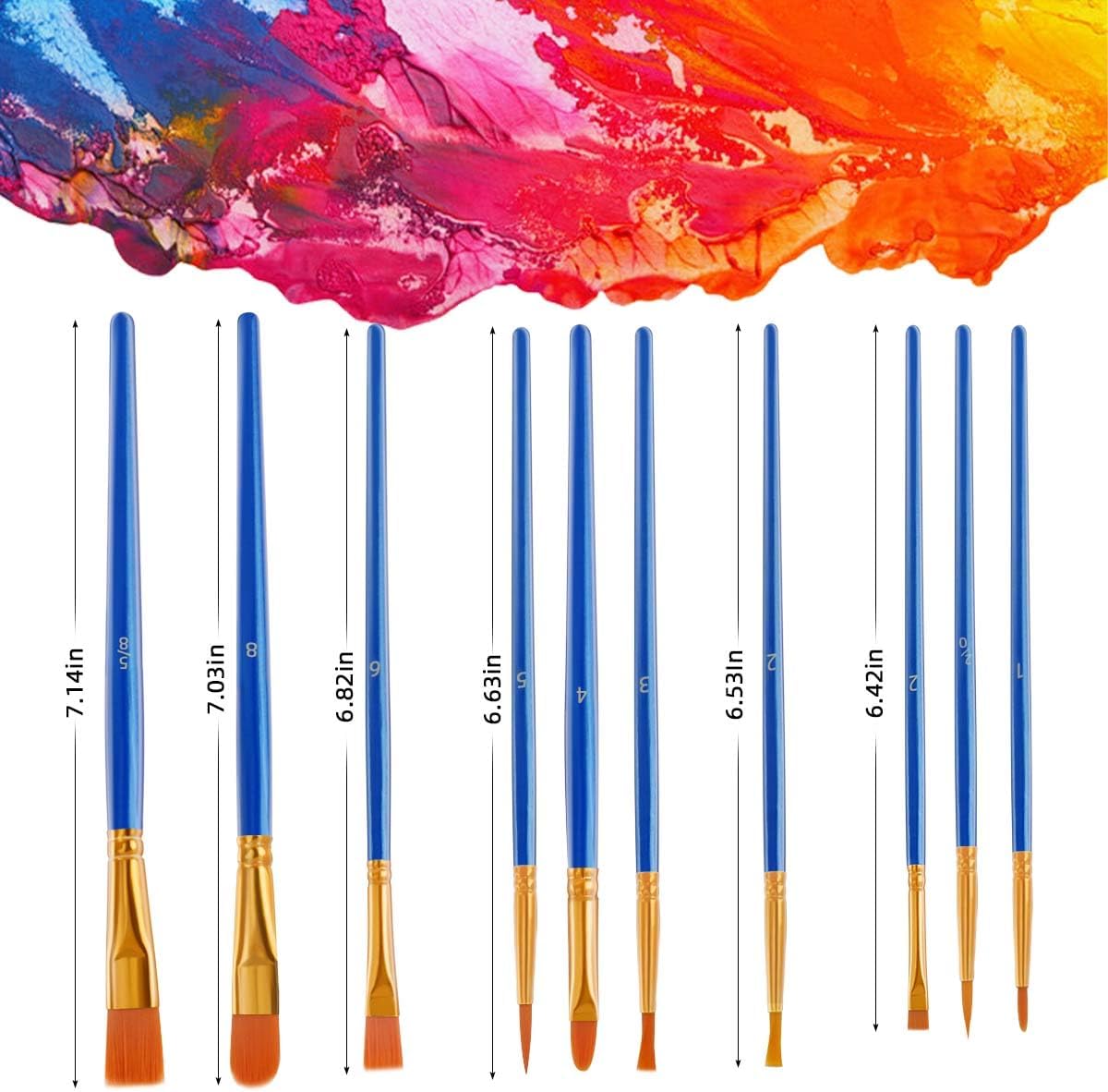 20 Pcs Paint Brushes Painting Brush for Acrylic Oil Watercolor Flat and Round Set Washable Artist Small Bulk Toddler Hog Bristle Art Pack - Image 4