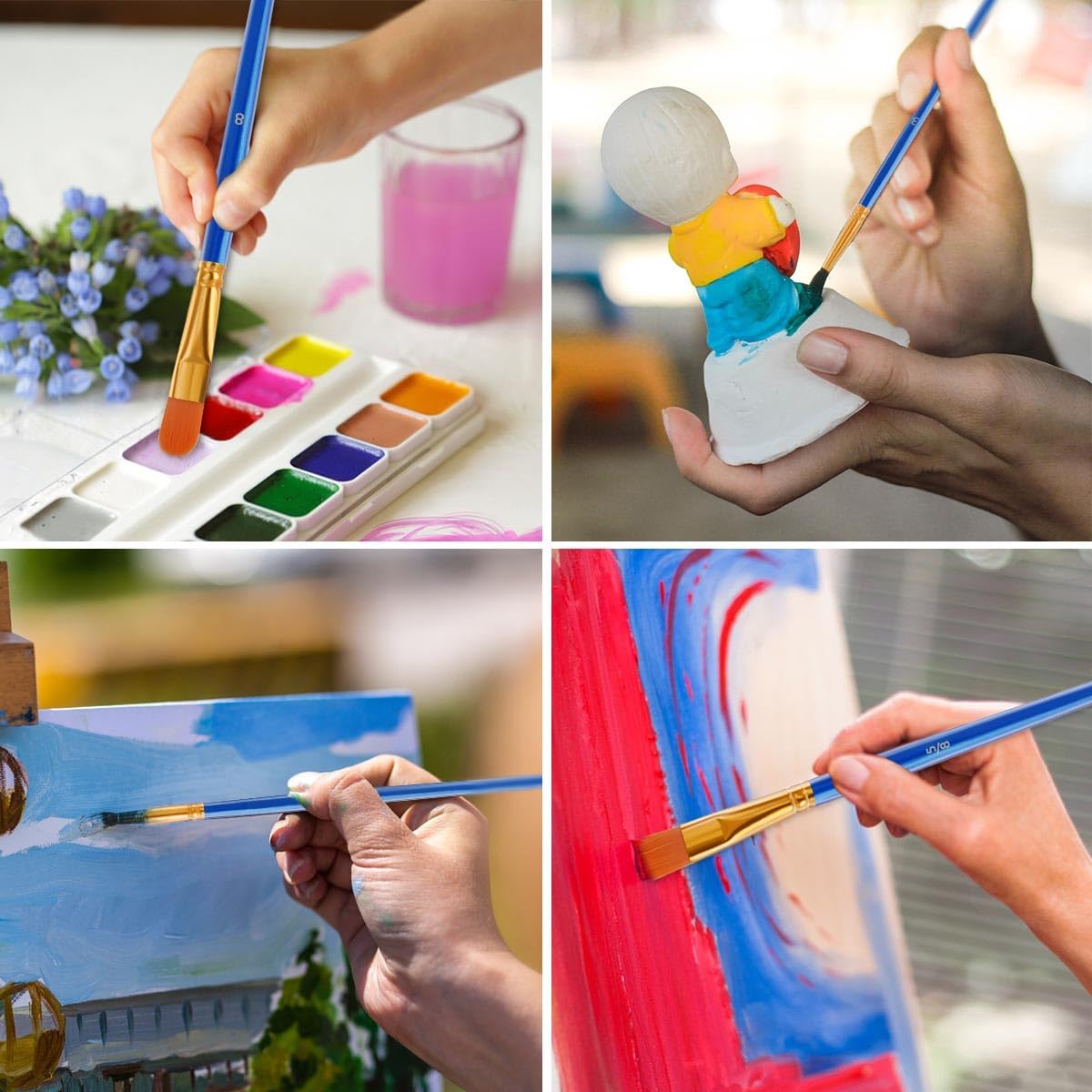 20 Pcs Paint Brushes Painting Brush for Acrylic Oil Watercolor Flat and Round Set Washable Artist Small Bulk Toddler Hog Bristle Art Pack - Image 7