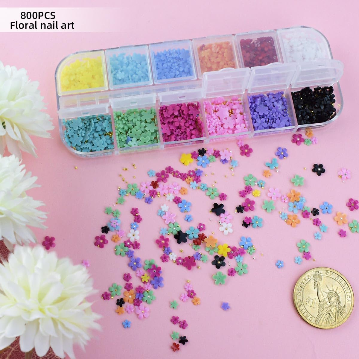 800 Pcs Nail Charms Art Butterfly 3D Nails Decoration Crafts DIY Diamonds Rhinestones Acrylic Jewelry Accessories Gold Silver Pearls Supplies Resin Flatbacks Flower Gems - Image 3