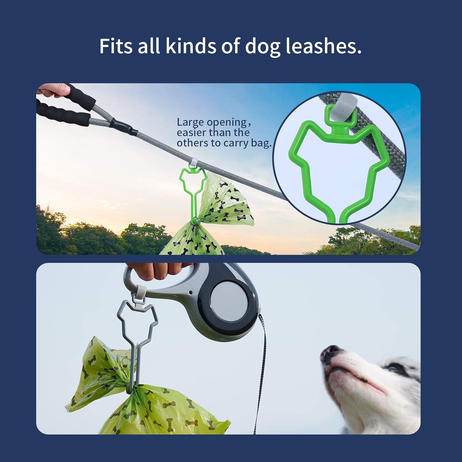 ® 2Pcs Dog Poop Bag Holder, Premium Waste Bag Holder Carrier for Leash, Dog Poop Bag Dispenser for Walking Running Bicycle Accessory (Black) - Image 4
