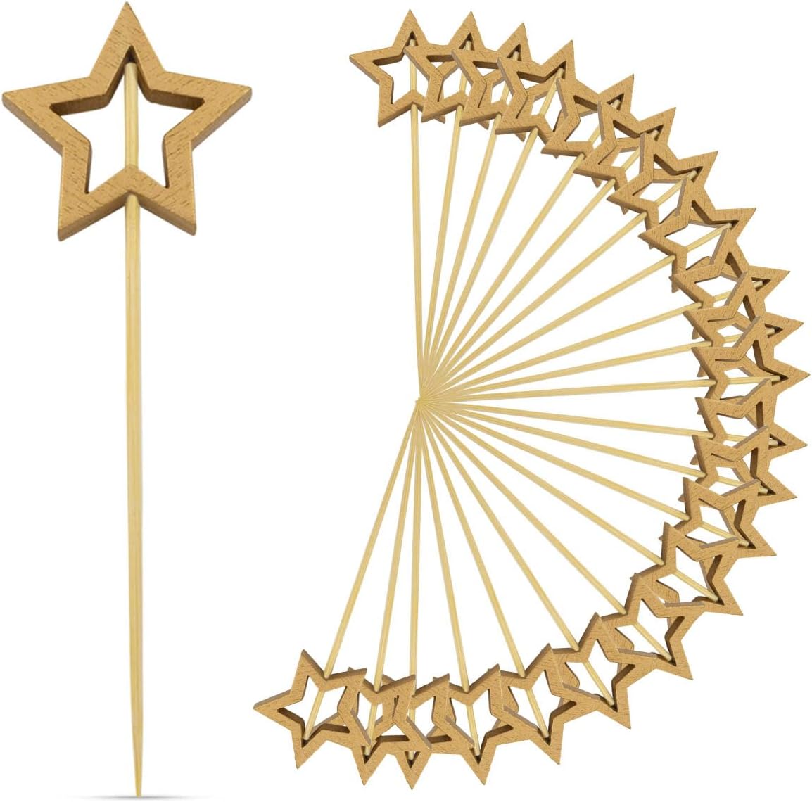 Little Star 100 Pack Cupcake Toppers - Glitter Cake Gold for Wedding, Baby Shower & Valentine's Day - Image 1