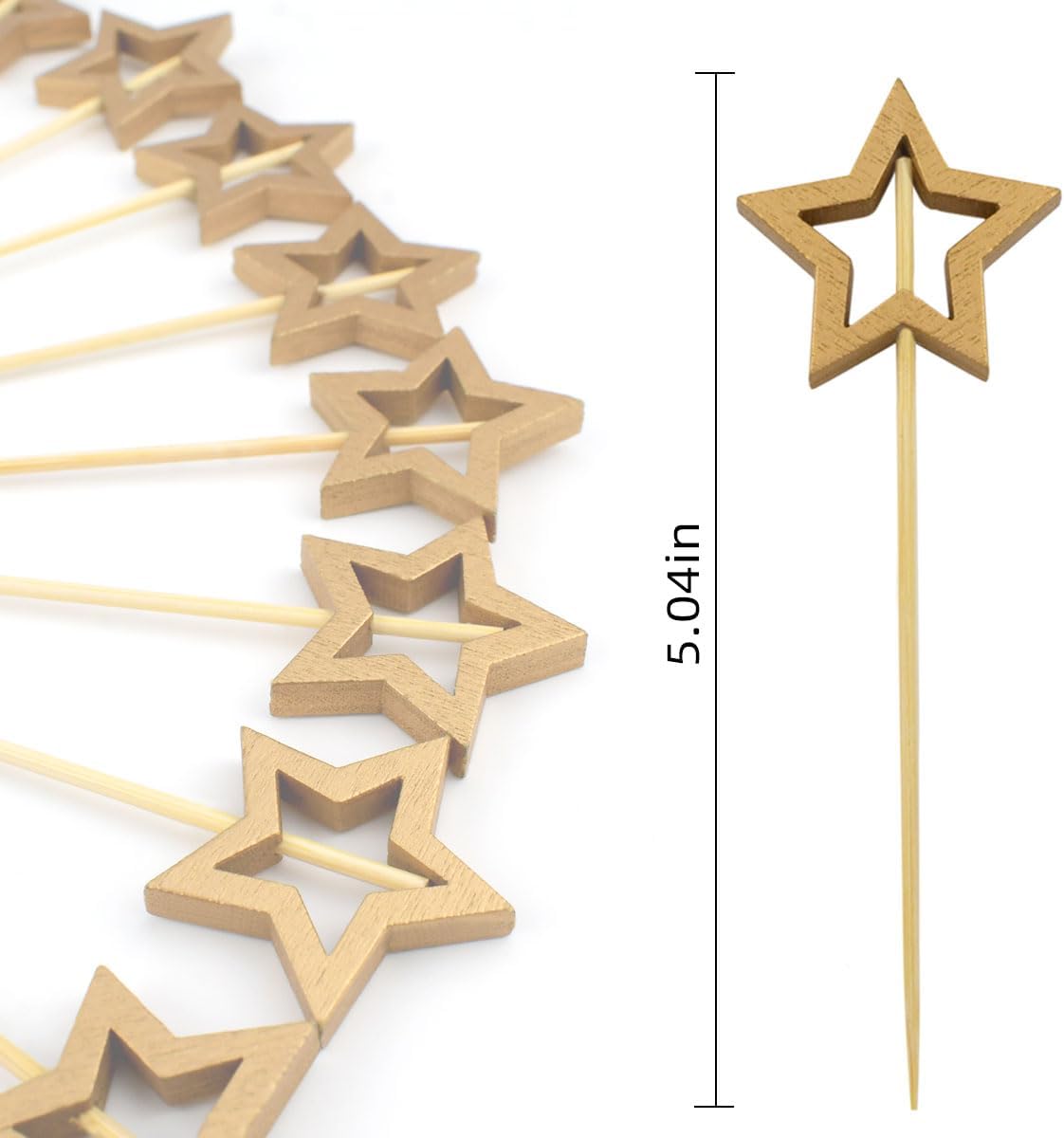 Little Star 100 Pack Cupcake Toppers - Glitter Cake Gold for Wedding, Baby Shower & Valentine's Day - Image 2