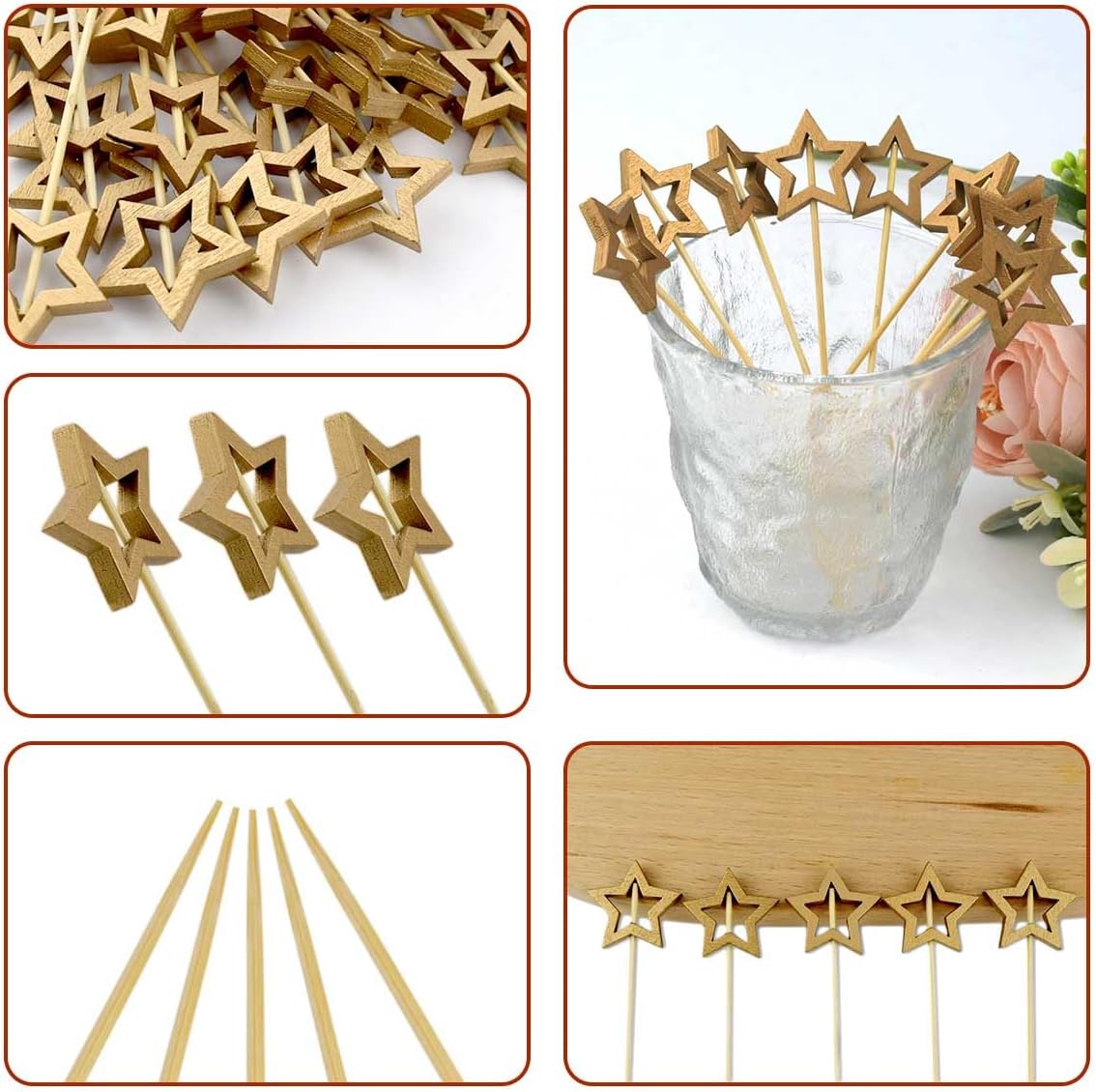 Little Star 100 Pack Cupcake Toppers - Glitter Cake Gold for Wedding, Baby Shower & Valentine's Day - Image 4